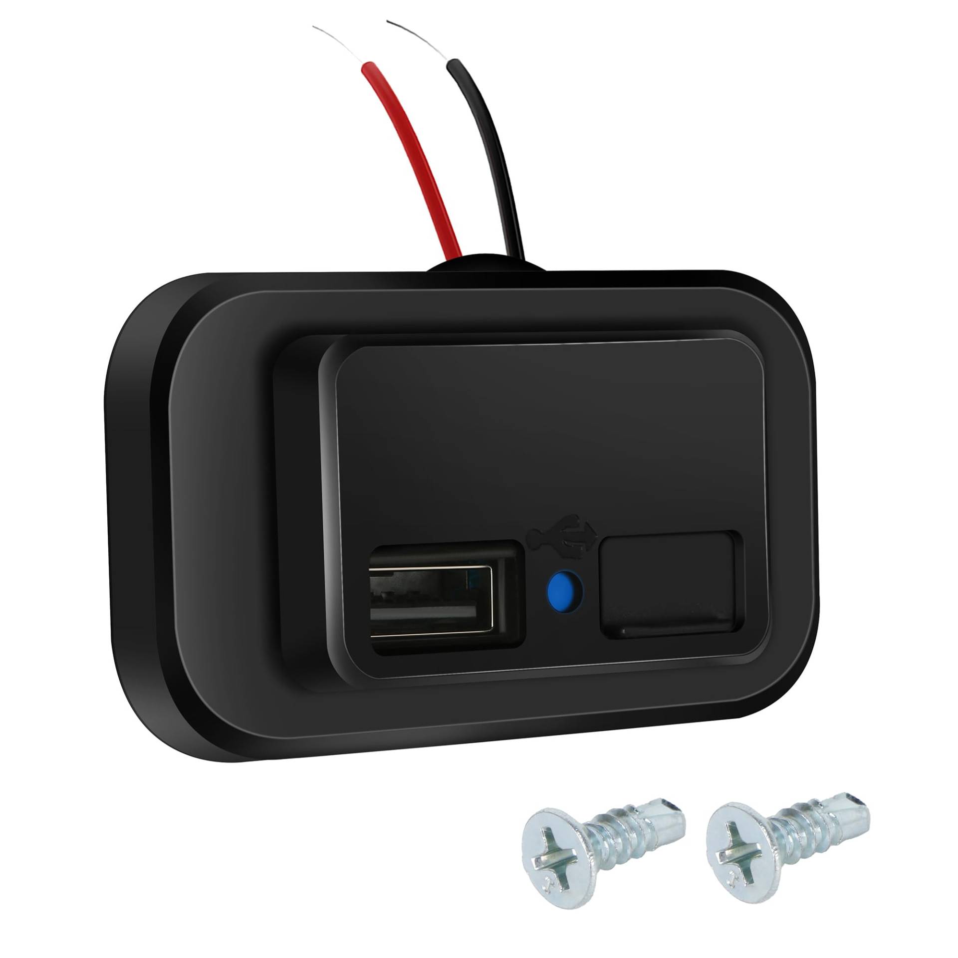 12V-24V Auto USB Steckdose mit Schalter: Dual Loch 12 Volt 4.8A Ladebuchse Panel mit Staubschutzkappe für Wohnmobile SUV LKW Yacht von Zevmi