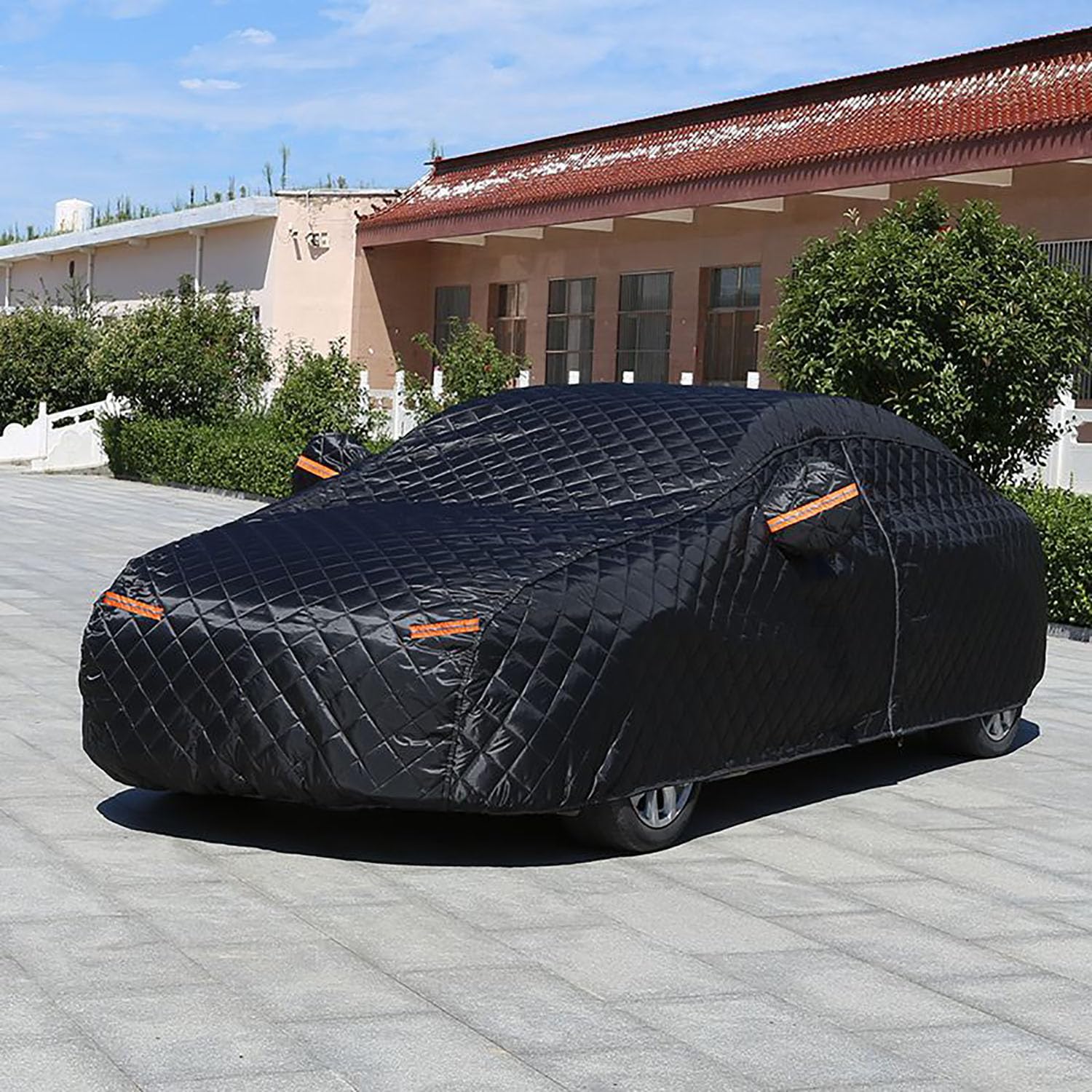 für Tesla Model Y Autoabdeckung Autoabdeckung Auto Body Sun Regen Staubdichte wasserdichte Abdeckung verdicken,C-Black-Orange von ZhMG63