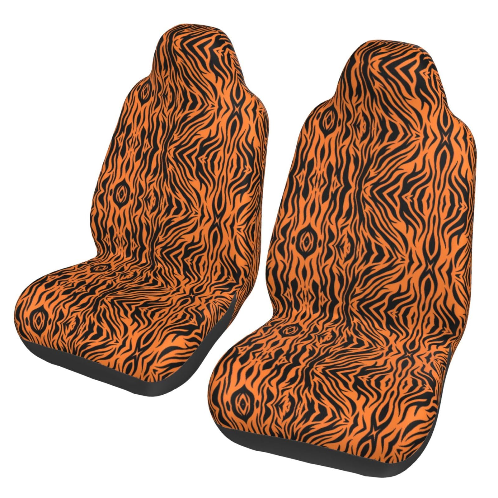 Tiger Stripes Orange Pattern Universal Autositzbezüge Auto Vordersitze Schonbezüge Entwickelt für Pkw, SUV, Limousine und LKW, Abnehmbar von ZhanGM