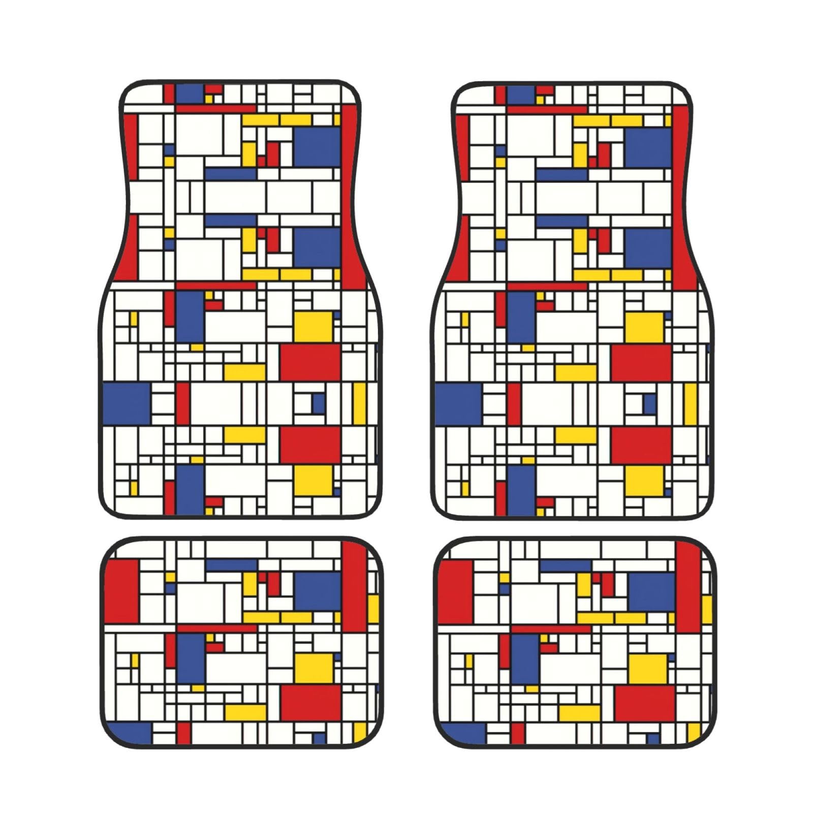 Universal 4-teiliges Set Auto Fußmatten - Gummirücken Abstraktes Muster Volldruck Design für die meisten Autos, SUVs und Vans von ZhanGM