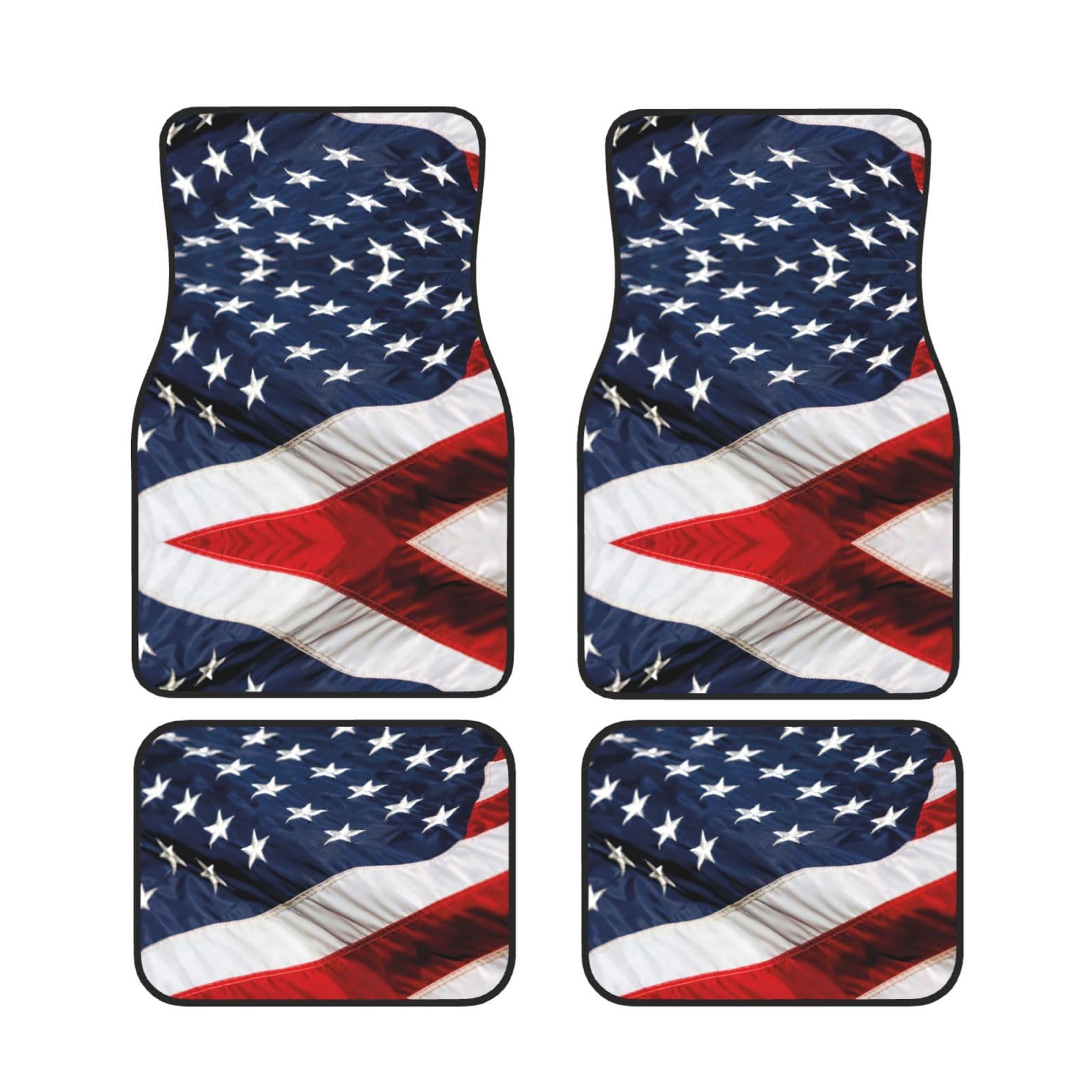 Universal 4-teiliges Set Auto Fußmatten - Gummirücken Amerikanische Flagge Volldruck Design für die meisten Autos, SUVs und Vans von ZhanGM