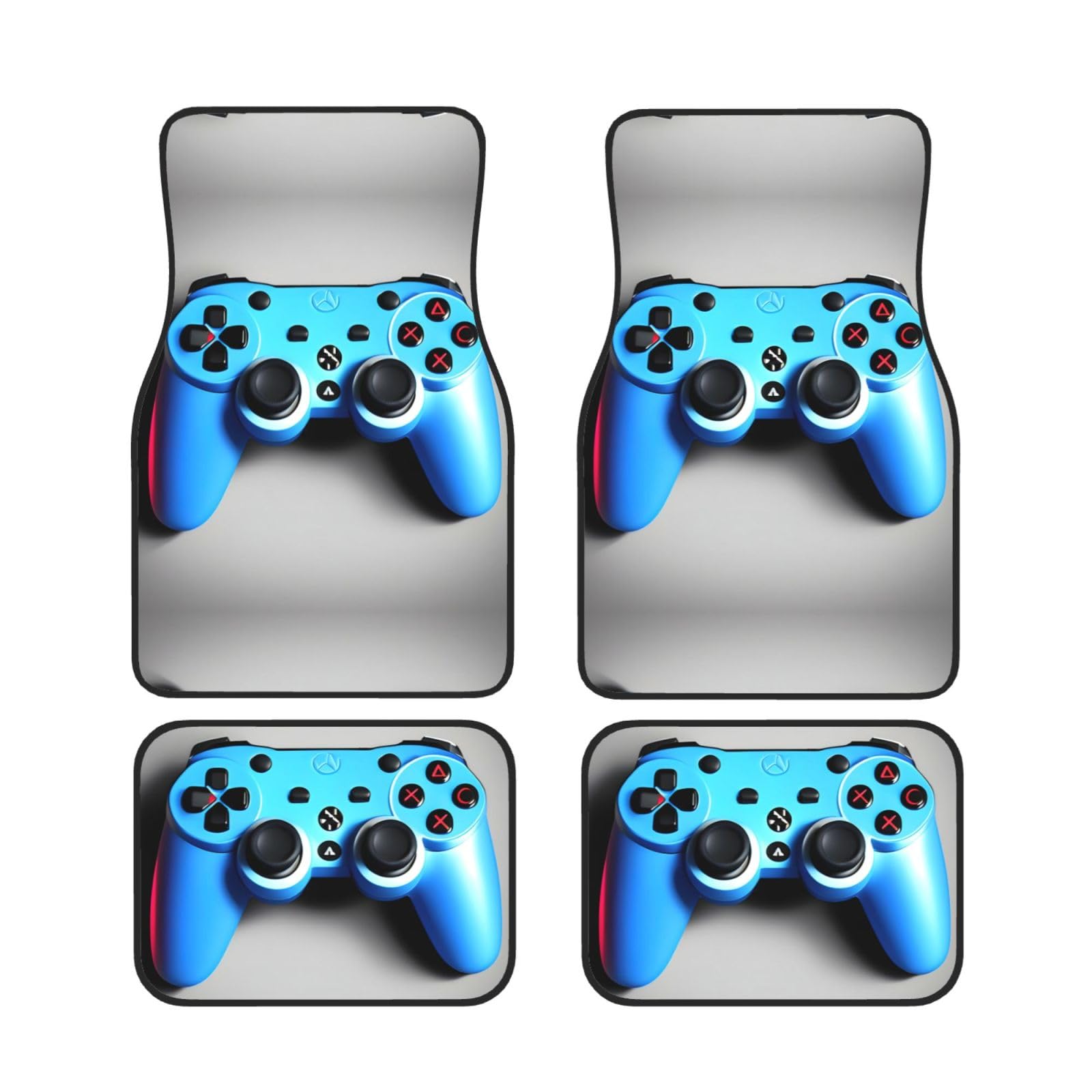 Universal 4-teiliges Set Auto Fußmatten - Gummirücken Blau Game Controller Volldruck Design für die meisten Autos, SUVs und Vans von ZhanGM