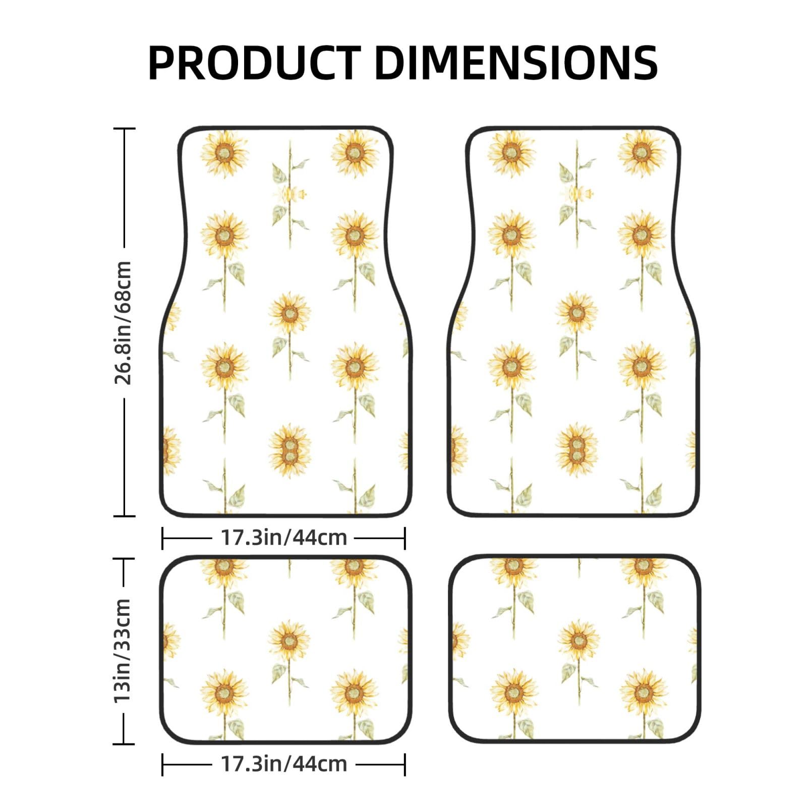 Universal 4-teiliges Set Auto Fußmatten - Gummirücken Blühender Sonnenfluss Volldruck Design für die meisten Autos, SUVs und Vans von ZhanGM