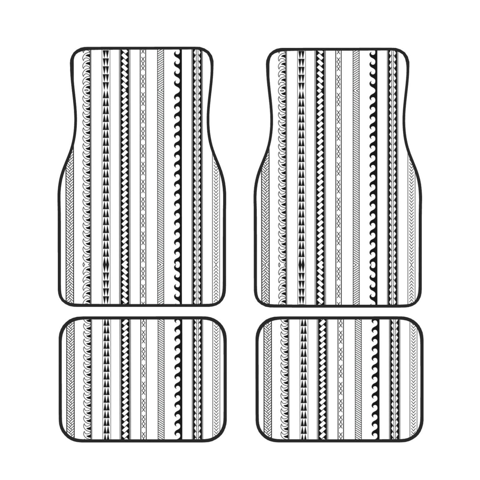 Universal 4-teiliges Set Auto Fußmatten - Gummirücken Dreieck Streifen Böhmen Muster Volldruck Design für die meisten Autos, SUVs und Vans von ZhanGM