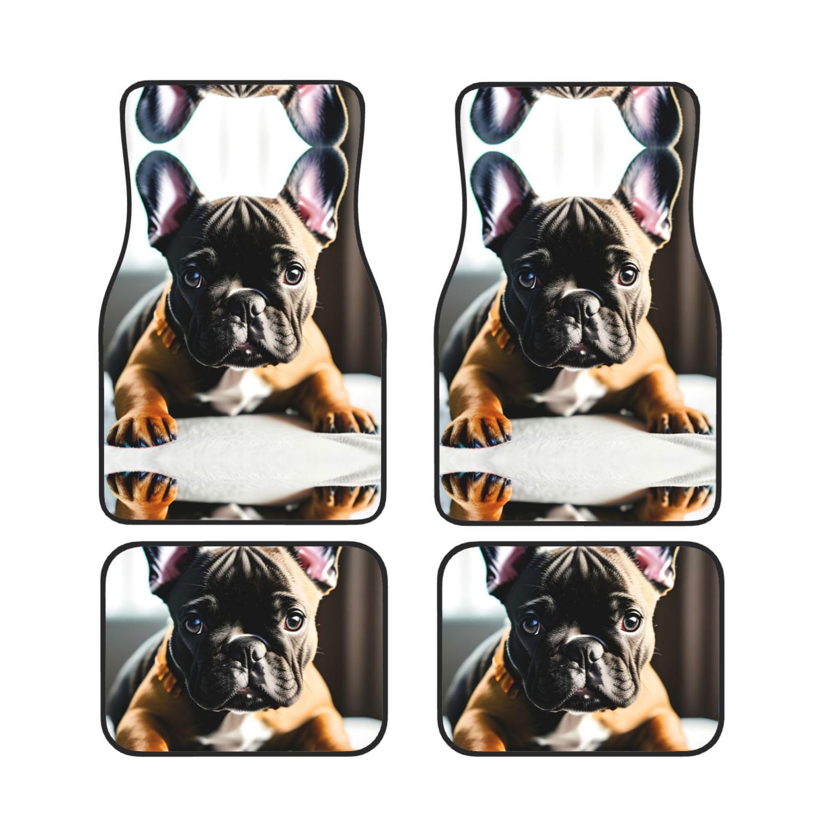 Universal 4-teiliges Set Auto Fußmatten - Gummirücken Französische Bulldogge Volldruck Design für die meisten PKW SUV und Vans von ZhanGM