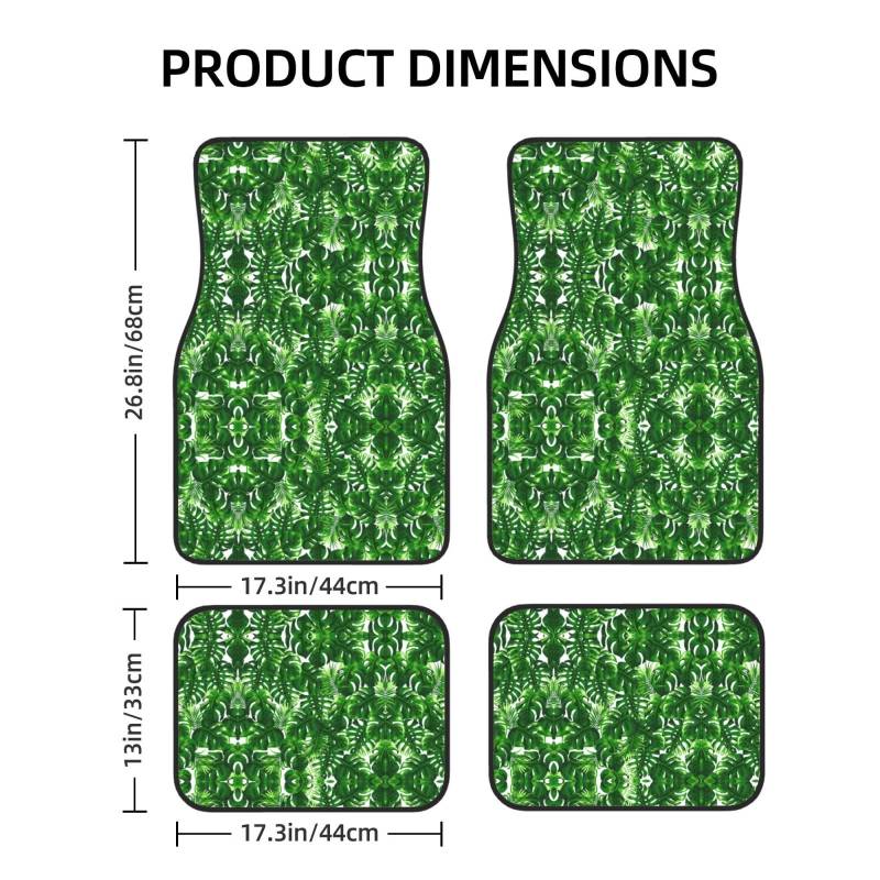 Universal 4-teiliges Set Auto Fußmatten - Gummirücken Monstera Deliciosa Banana Palm Full Print Design für die meisten PKW SUV und Vans von ZhanGM