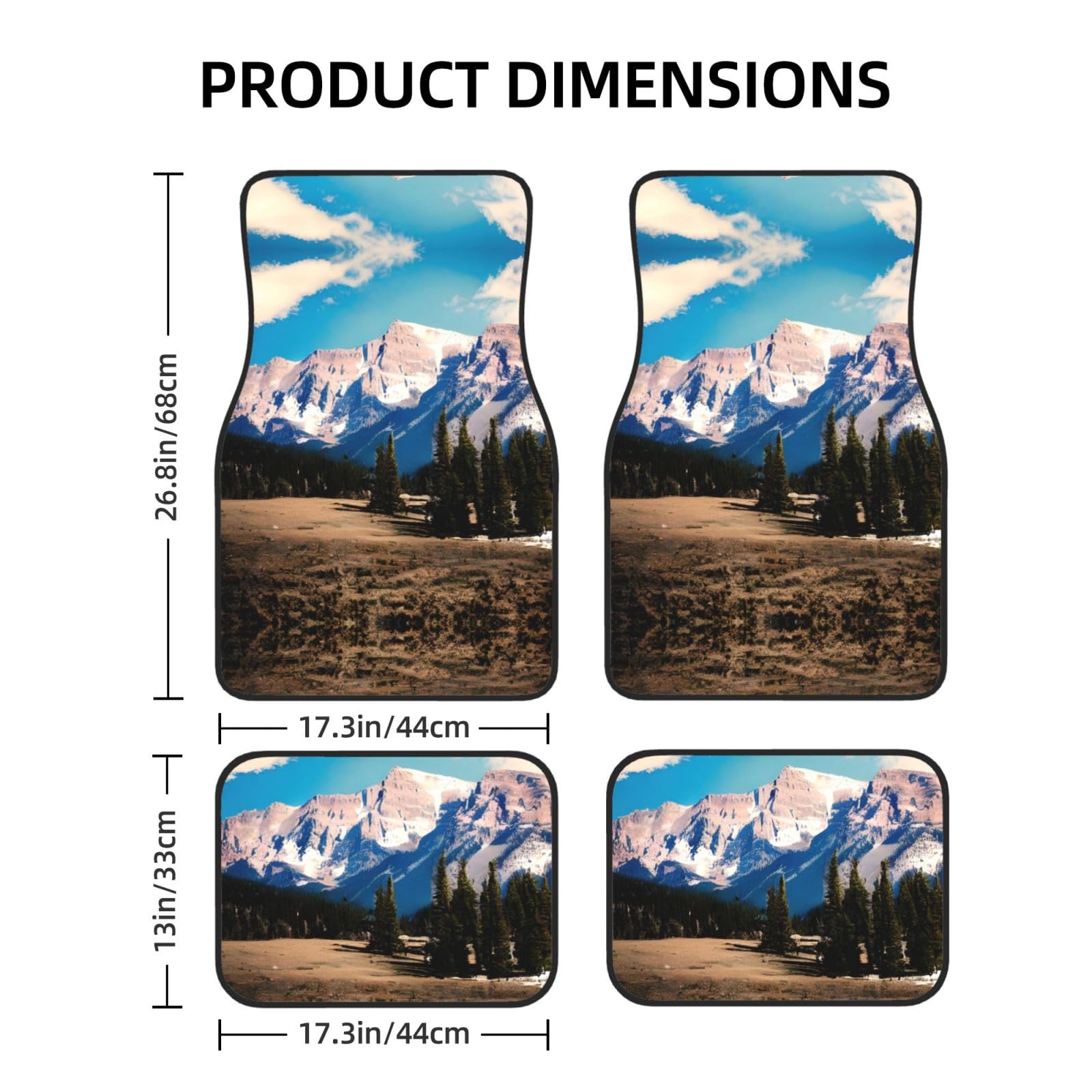 Universal 4-teiliges Set Auto Fußmatten - Gummirücken Rocky Mountains Volldruck Design für die meisten PKW SUV und Vans von ZhanGM