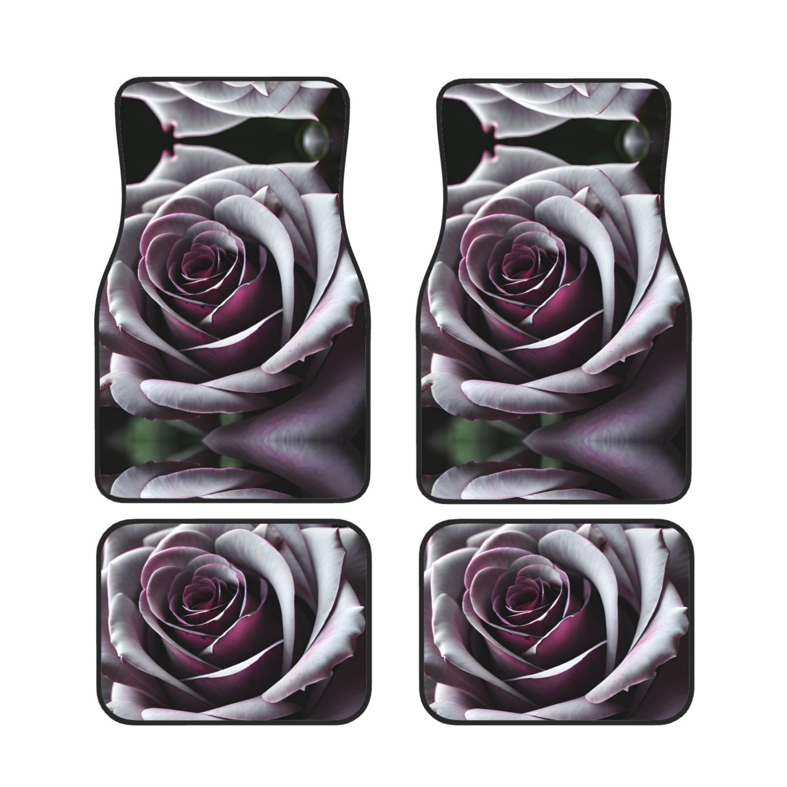 Universal 4-teiliges Set Auto Fußmatten - Gummirückseite, Gothic Rose Flower Full Print Design für die meisten Autos, SUVs und Vans von ZhanGM