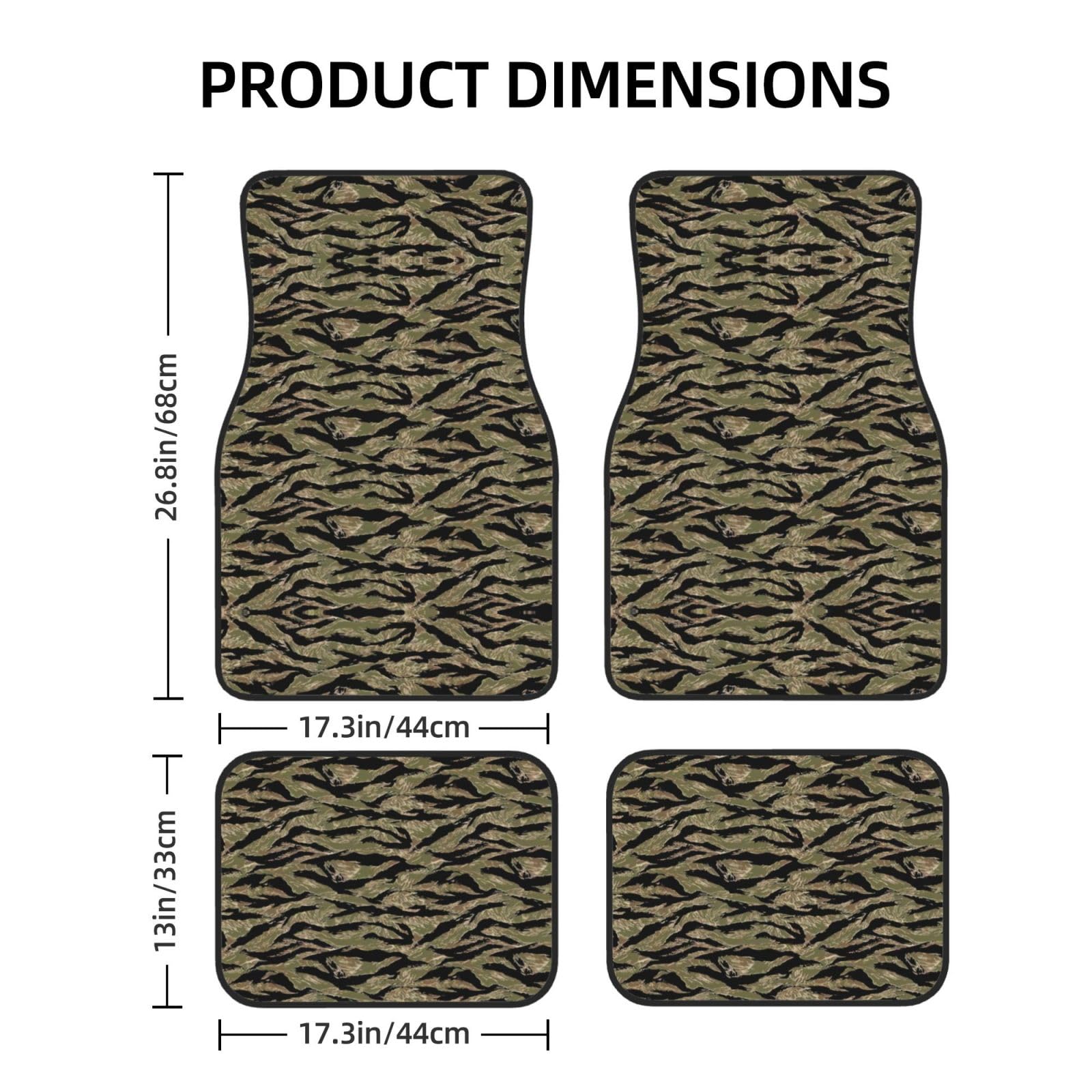 Universal 4-teiliges Set Auto Fußmatten - Gummirückseite, Tiger Stripe Camo Full Print Design für die meisten Autos, SUVs und Vans von ZhanGM