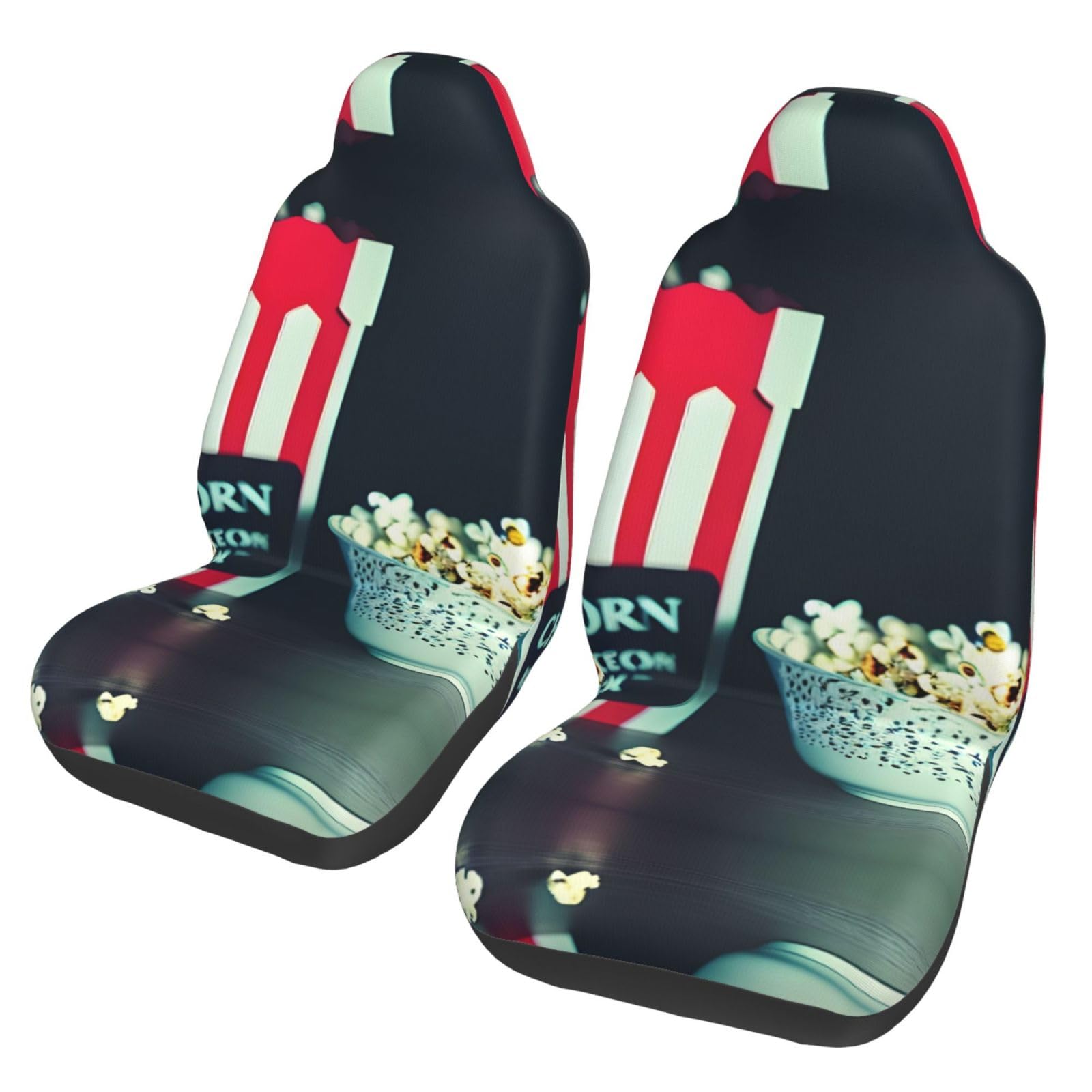 ZhanGM Movie Clapboard and Popcorn Universal Car Seat Covers - Auto Front Seats Protector Designed for Cars, SUVs, Sedans, and Trucks Removable von ZhanGM