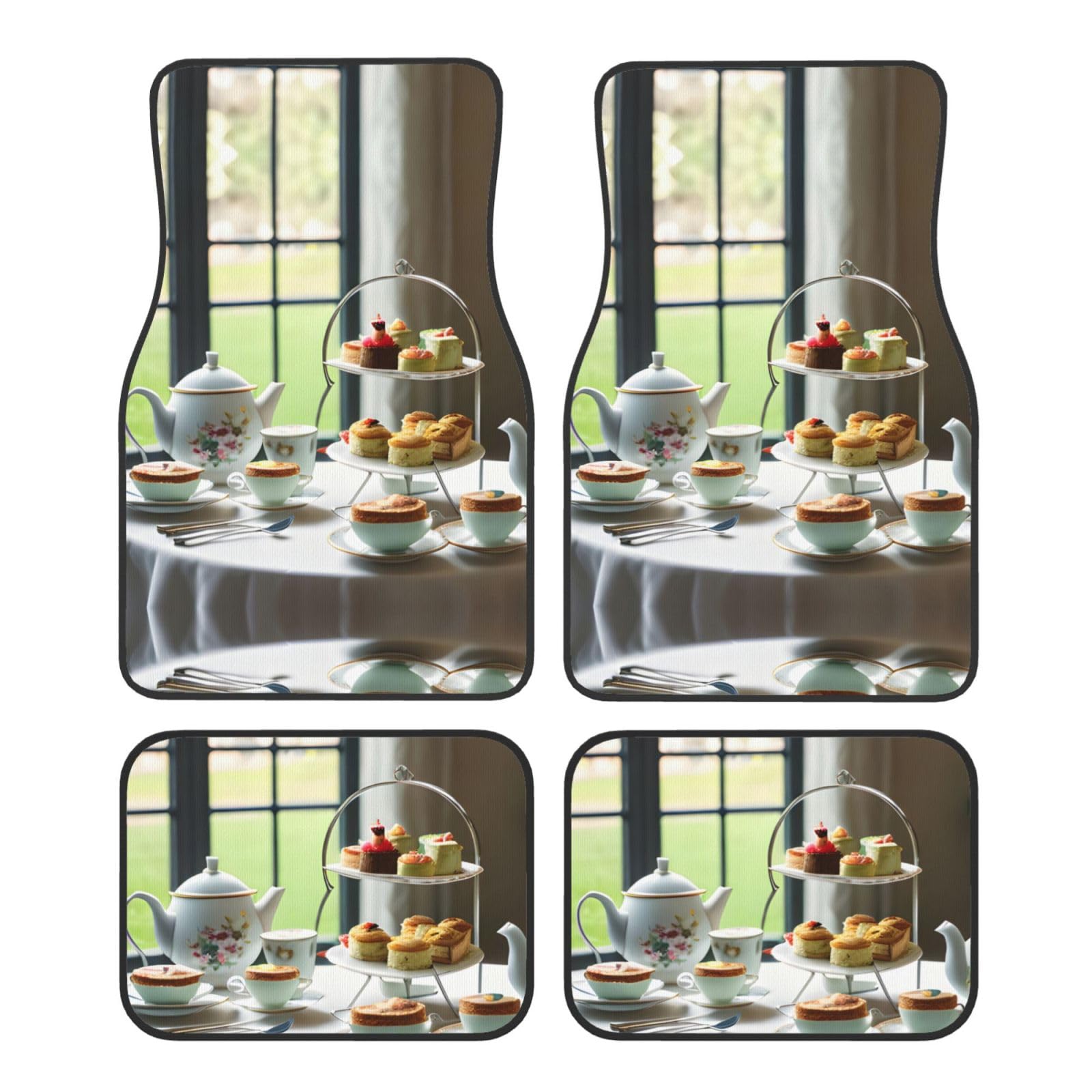 Afternoon Tea Universal Vorne und Hinten Auto Fußmatten Vierteiliges Set - Gummi Rückseite Zubehör für LKW Limousine SUV von ZhanMg