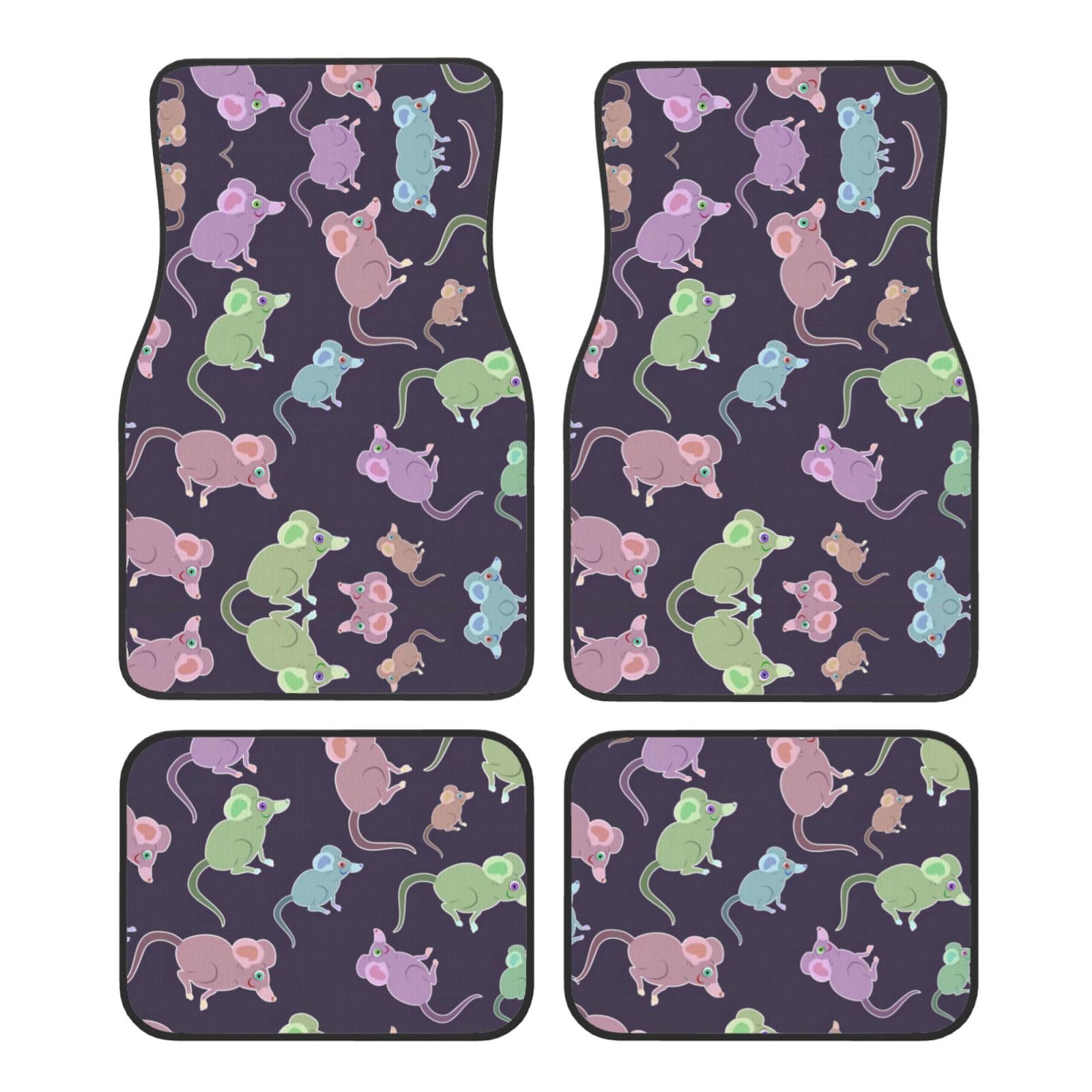 Animals-Cute Mouse Universal Auto Fußmatten vorne und hinten 4-teiliges Set - Gummi-Rückseite Zubehör für LKW, Limousine, SUV von ZhanMg