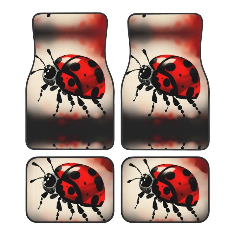 Art Ladybug Tracks Universal Vorne und Hinten Auto Fußmatten Vierteiliges Set - Gummi Rückseite Zubehör für LKW Limousine SUV von ZhanMg