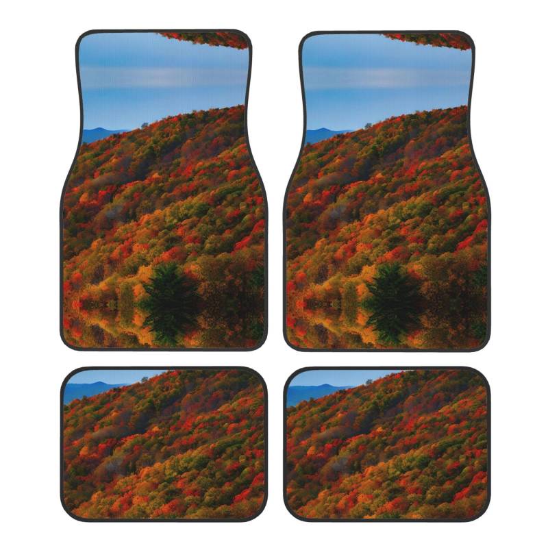 Blue Ridge Parkway Mountains Universal Vorne und Hinten Auto Fußmatten Vierteiliges Set - Gummi Rückseite Zubehör für LKW Limousine SUV von ZhanMg