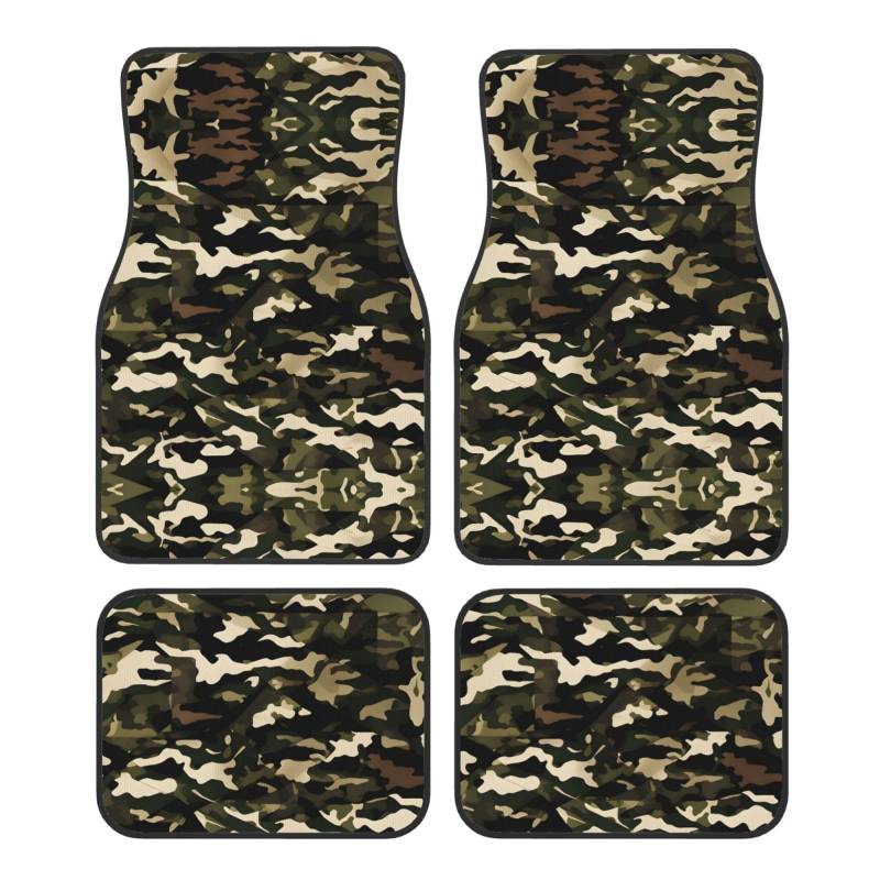 Camo Universal Vorne und Hinten Auto Fußmatten Vierteiliges Set - Gummi Rückseite Zubehör für LKW Limousine SUV von ZhanMg