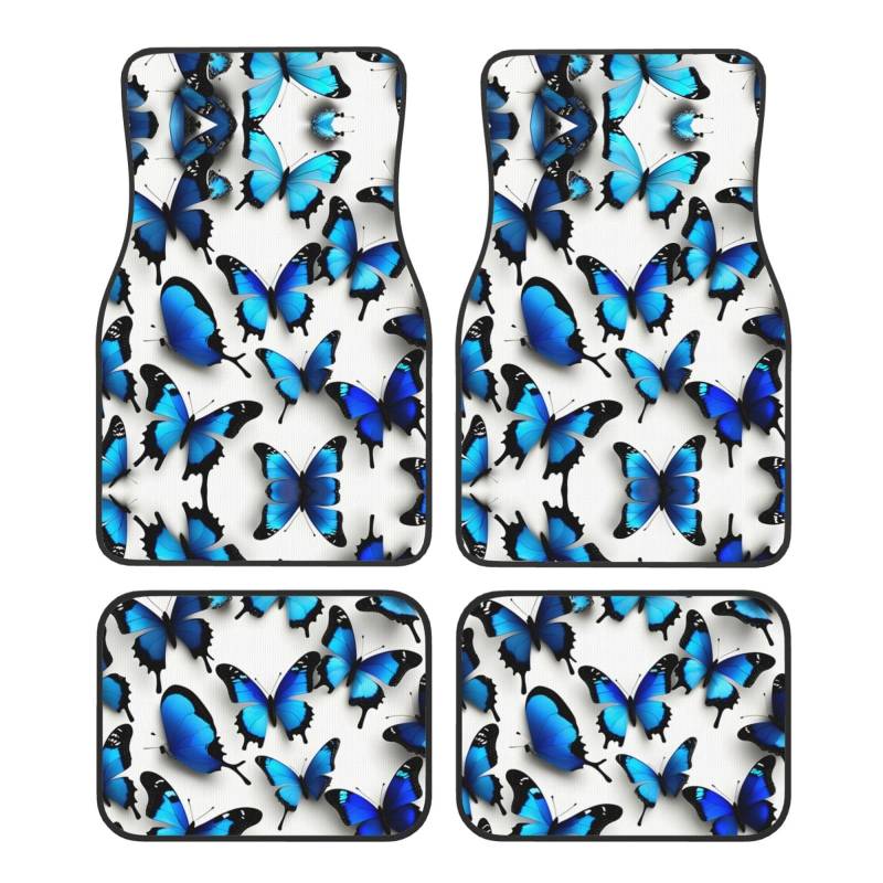 Many Blue Butterflies Universal Auto Fußmatten vorne und hinten 4-teiliges Set - Gummi Rückseite Zubehör für LKW, Limousine, SUV von ZhanMg