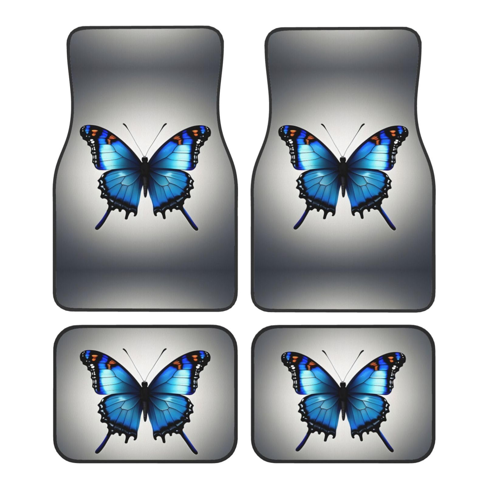 One Blue Butterfly Universal Auto Fußmatten vorne und hinten 4-teiliges Set - Gummi-Rückseite Zubehör für LKW, Limousine, SUV von ZhanMg