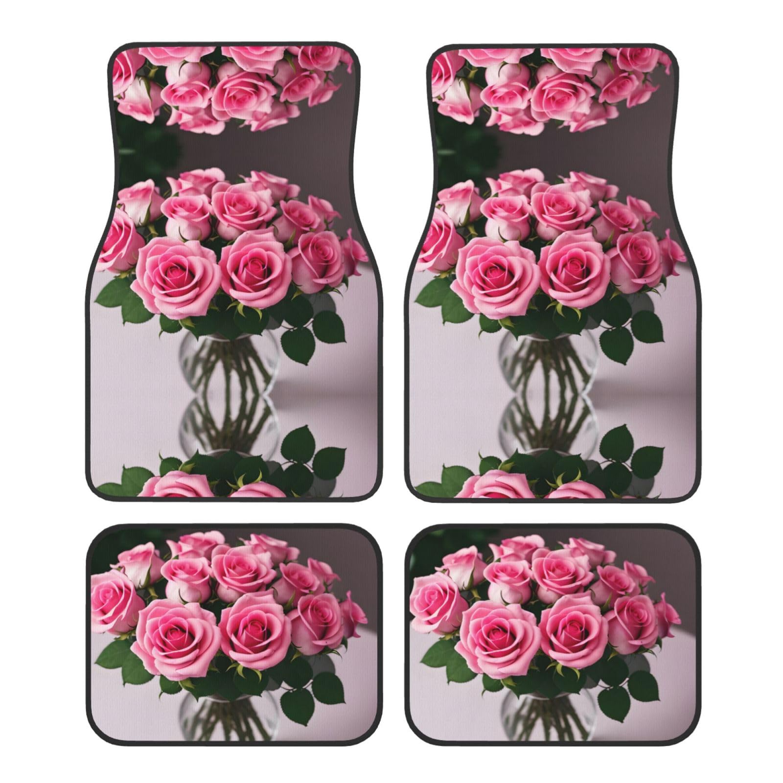 Pink Roses Universal Vorne und Hinten Auto Fußmatten Vierteiliges Set - Gummi Rückseite Zubehör für LKW Limousine SUV von ZhanMg