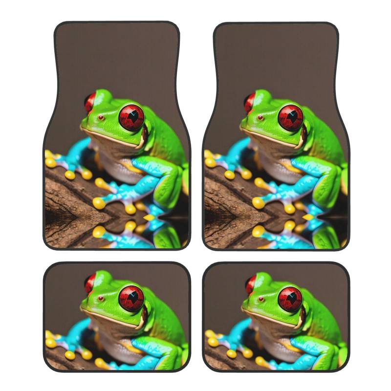 Red Eyes Tree Frogs Universal Auto Fußmatten vorne und hinten 4-teiliges Set - Gummi Rückseite Zubehör für LKW, Limousine, SUV von ZhanMg