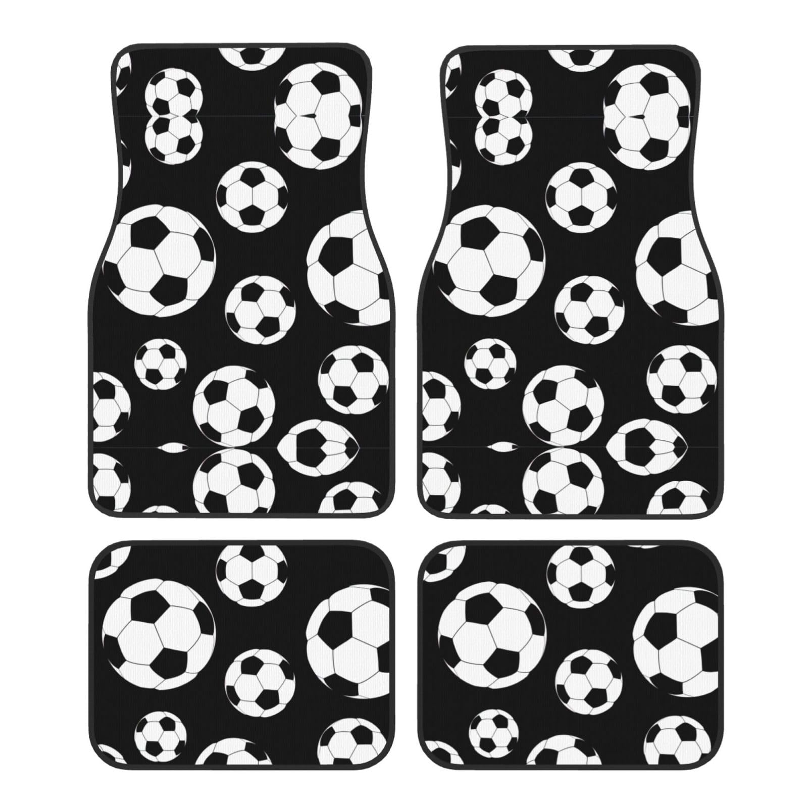 Soccer Black Universal Auto Fußmatten vorne und hinten 4-teiliges Set - Gummi-Rückseite Zubehör für LKW, Limousine, SUVs von ZhanMg