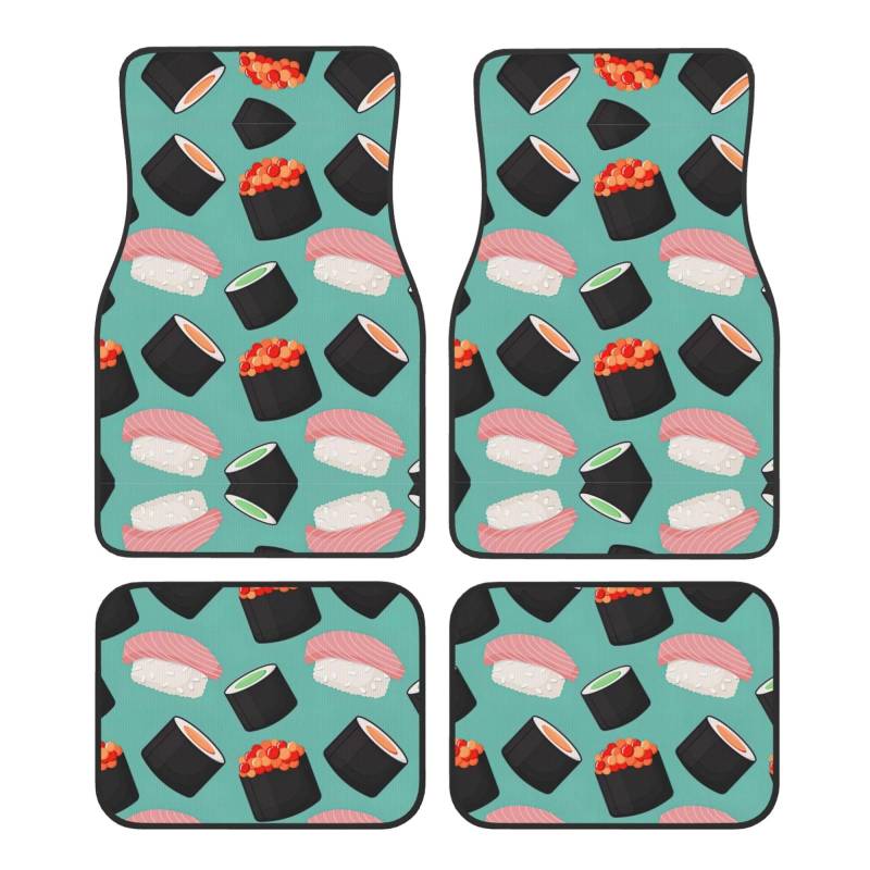 Sushi Food Pattern1 Universal Vorne und Hinten Auto Fußmatten Vierteiliges Set - Gummi Rückseite Zubehör für LKW, Limousine, SUV von ZhanMg