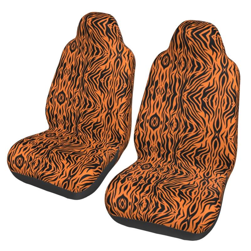 Tiger Stripes Orange Pattern Universal Autositzbezüge - Vordersitzschoner - Passend für PKW, SUV, Limousine, LKW - Abnehmbar, Atmungsaktiv von ZhanMg