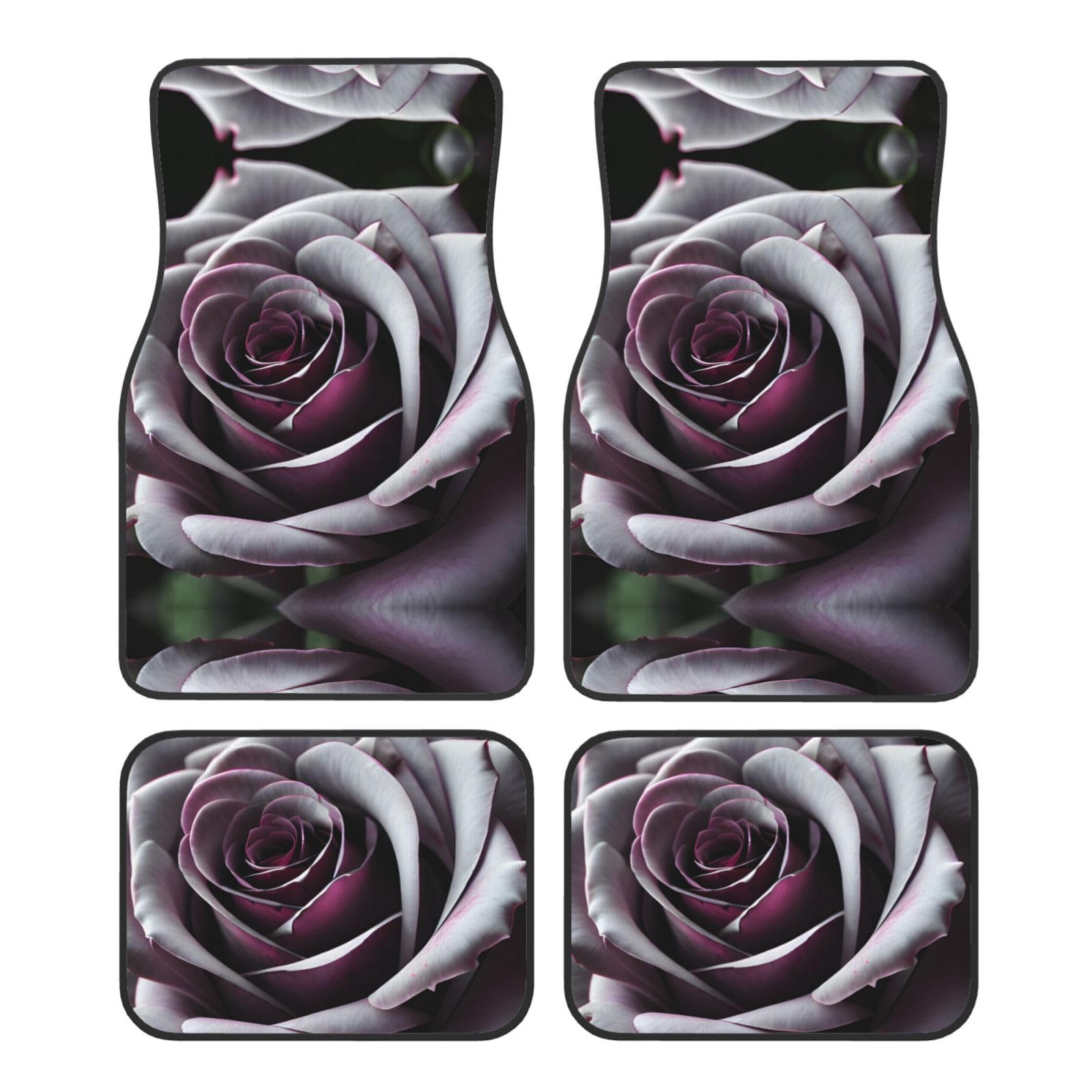 ZhanMg Gothic Rose Flower Universal Auto Fußmatten Vorne und Hinten 4-teiliges Set - Gummi Rückseite Zubehör für LKW Limousine SUV Schwarz von ZhanMg