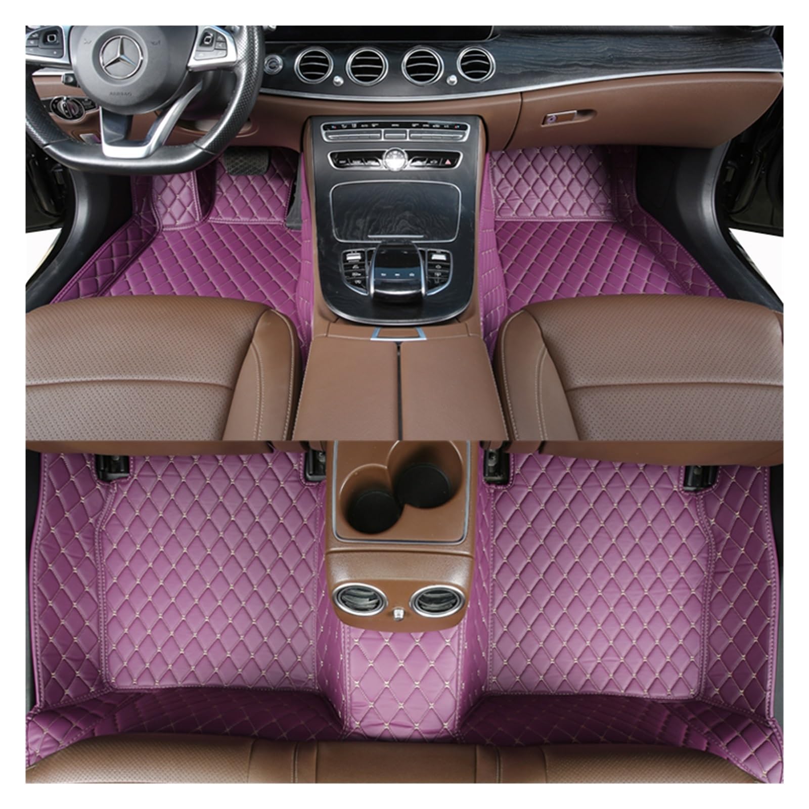 Allwetterfußmatten Auto Boden Matte Leder Teppich Fuß Pads Auto Teppich Für Skoda Für Superb 2 2009 2010 2011 2012 2013 Automatten(Purple) von ZhanNuoBHd