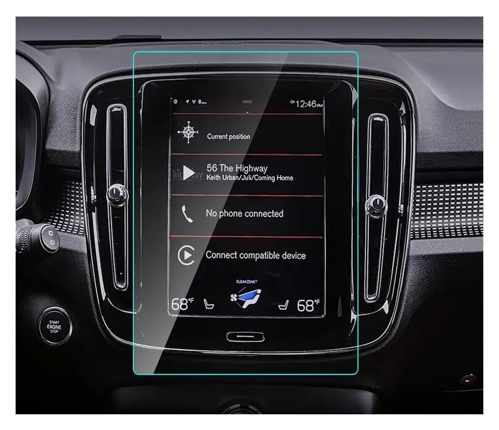 GPS Displayschutzfolie Für Volvo Für XC40 Für XC 40 2018 2019 8,7 Zoll HD Clear Touch Screen Protector Auto GPS Navigation Gehärtetes Glas Film Navigation Schutzfolie von ZhanNuoBHd