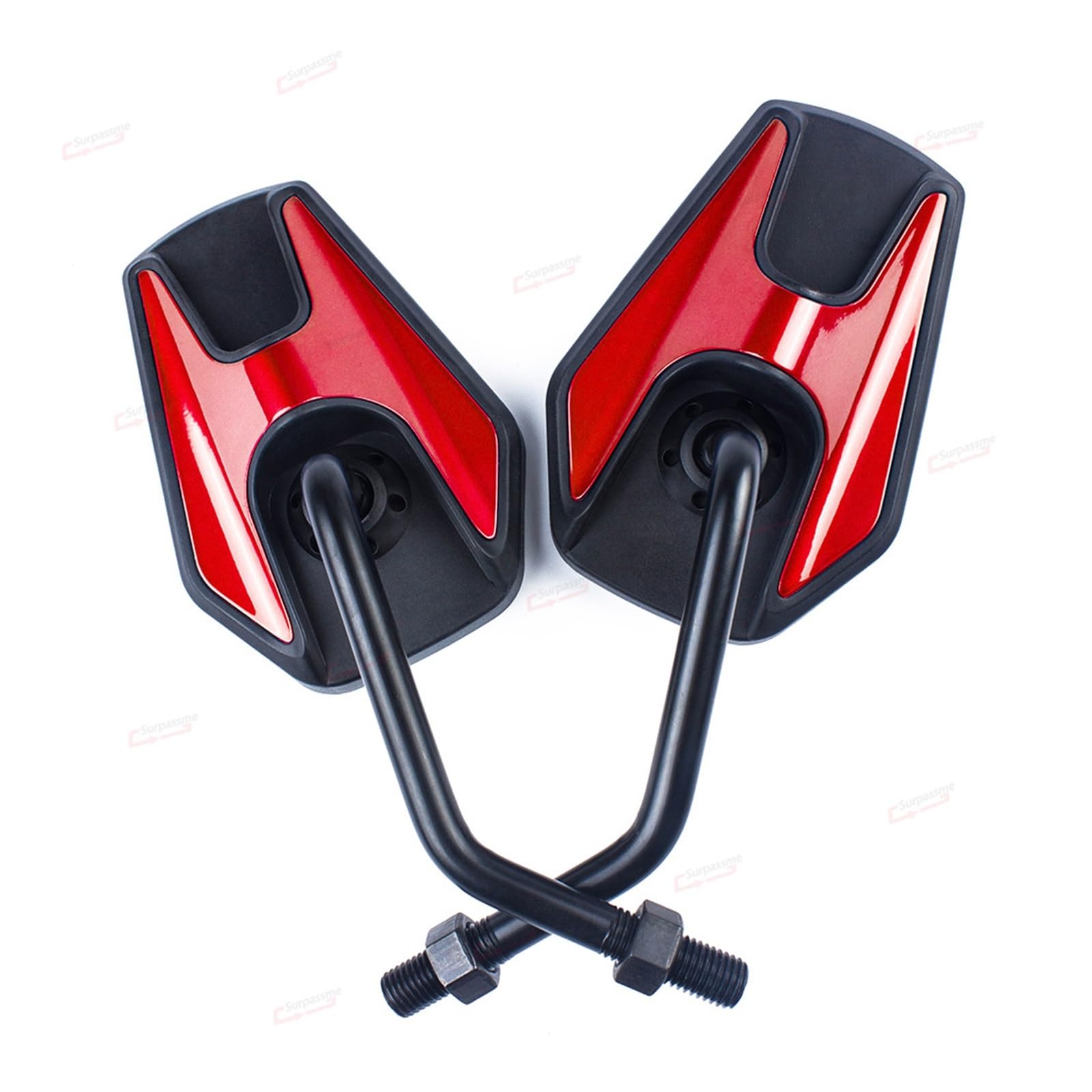 Motorrad Spiegel 10MM Universal Motorrad Spiegel Motorrad Rearview Außenspiegel Für Moto Moped Elektrische Fahrrad Roller Motorrad Zubehör Motorrad Rückspiegel(Red) von ZhanNuoBHd