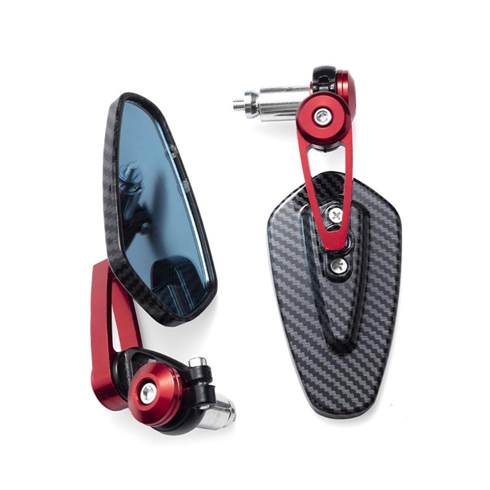 Motorrad Spiegel Motorrad Rückspiegel Carbon Faser Muster Lenker Spiegel Modifizierte Invertiert Rückspiegel Motorrad Zubehör Motorrad Rückspiegel(Red) von ZhanNuoBHd