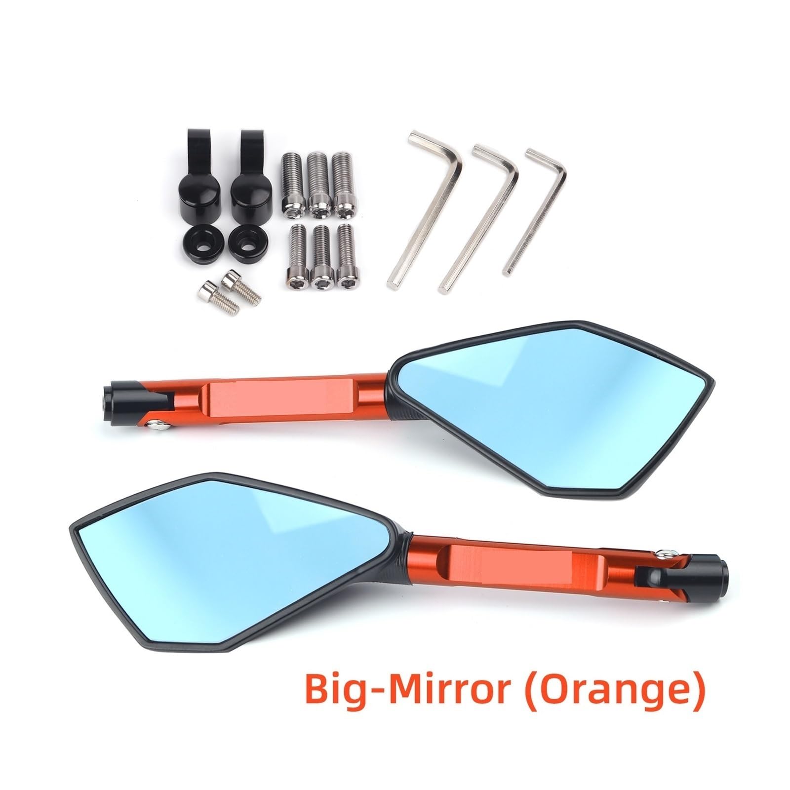 Motorrad Spiegel Universal Motorrad Spiegel CNC Seite Rückansicht Blau Anti-Glare Für BN600 Für BN302 Stels600 Für BJ250 Für TNT125 135 Für TNT250 Motorrad Rückspiegel(Orange Big-Mirror) von ZhanNuoBHd