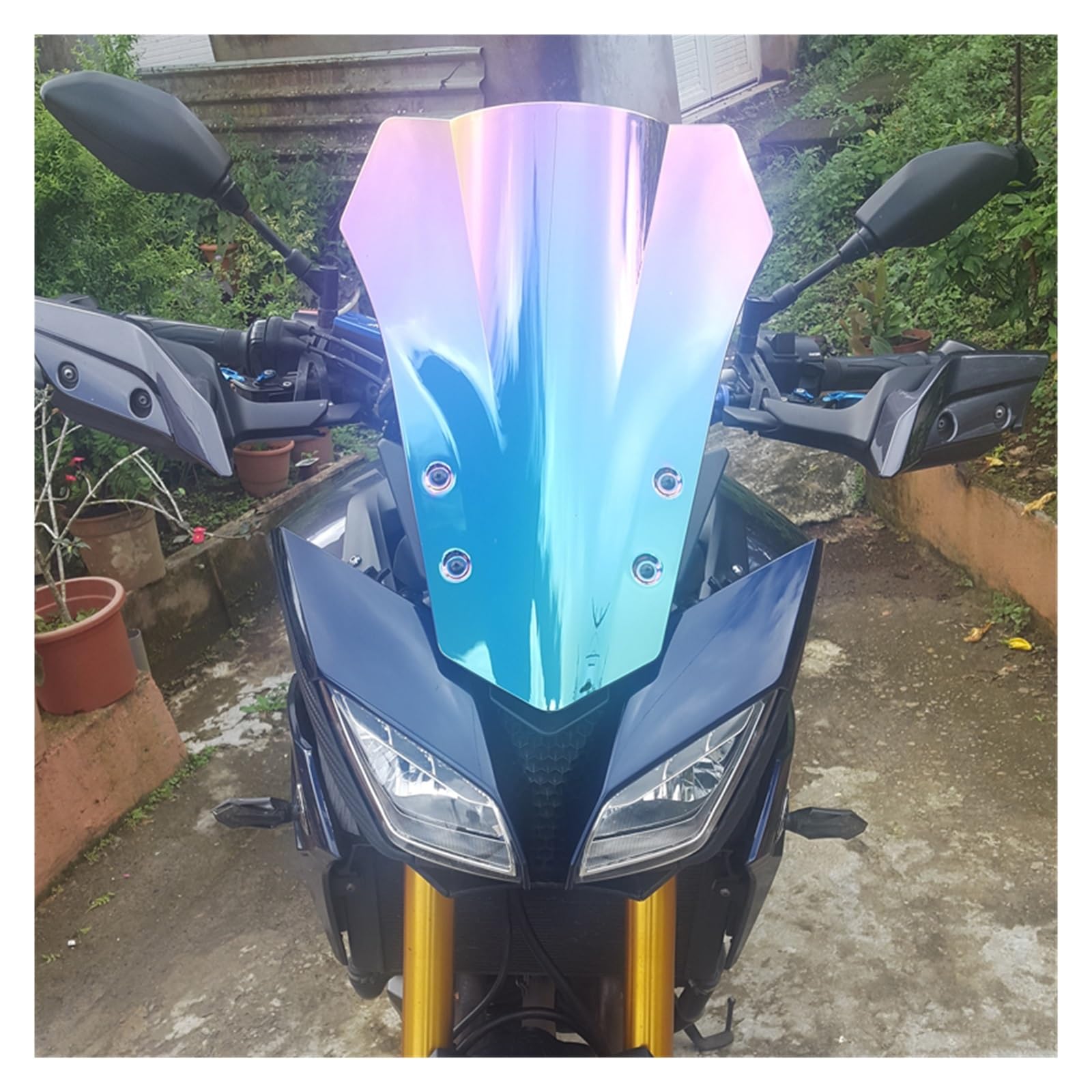 Windschild Spoiler Motorrad Double Bubble Windschutzscheibe Windschutz Bildschirm Für FJ09 Für MT09 Für Tracer 900 2015 2016 2017 Rauch Schwarz windabweiser Motorrad(Black Iridium) von ZhanNuoBHd