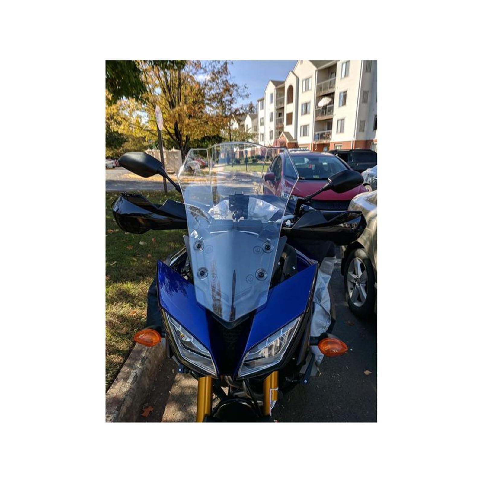 Windschild Spoiler Motorrad Double Bubble Windschutzscheibe Windschutz Bildschirm Für FJ09 Für MT09 Für Tracer 900 2015 2016 2017 Rauch Schwarz windabweiser Motorrad(Clear) von ZhanNuoBHd