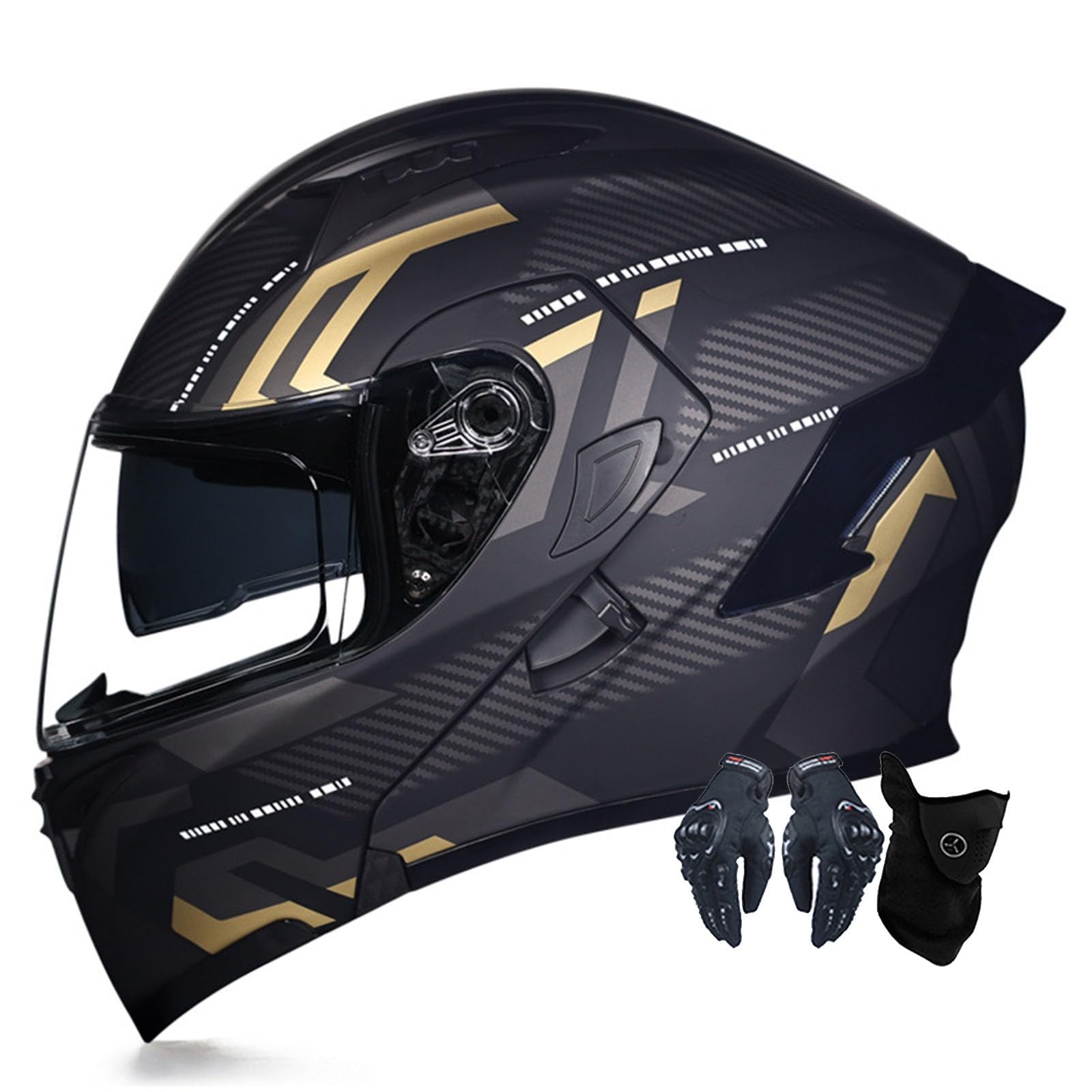 Motorradhelm Motorrad Klapphelm Für Männer Und Frauen Mit Doppelscheib Vollgesichts Motorrad Rennhelm DOT/ECE-Zugelassener Moped Street Racing Motocross Helm 1,XL:61-62CM von ZhangHai