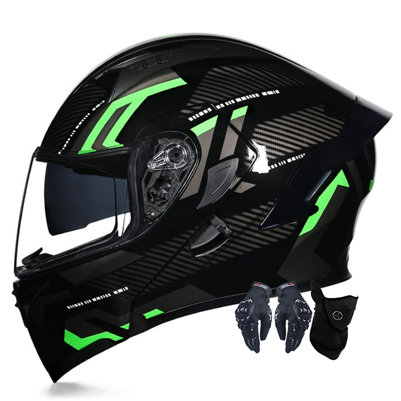 Motorradhelm Motorrad Klapphelm Für Männer Und Frauen Mit Doppelscheib Vollgesichts Motorrad Rennhelm DOT/ECE-Zugelassener Moped Street Racing Motocross Helm 11,XXL:63-64CM von ZhangHai