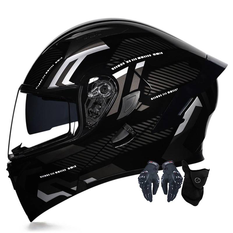 Motorradhelm Motorrad Klapphelm Für Männer Und Frauen Mit Doppelscheib Vollgesichts Motorrad Rennhelm DOT/ECE-Zugelassener Moped Street Racing Motocross Helm 12,XXL:63-64CM von ZhangHai