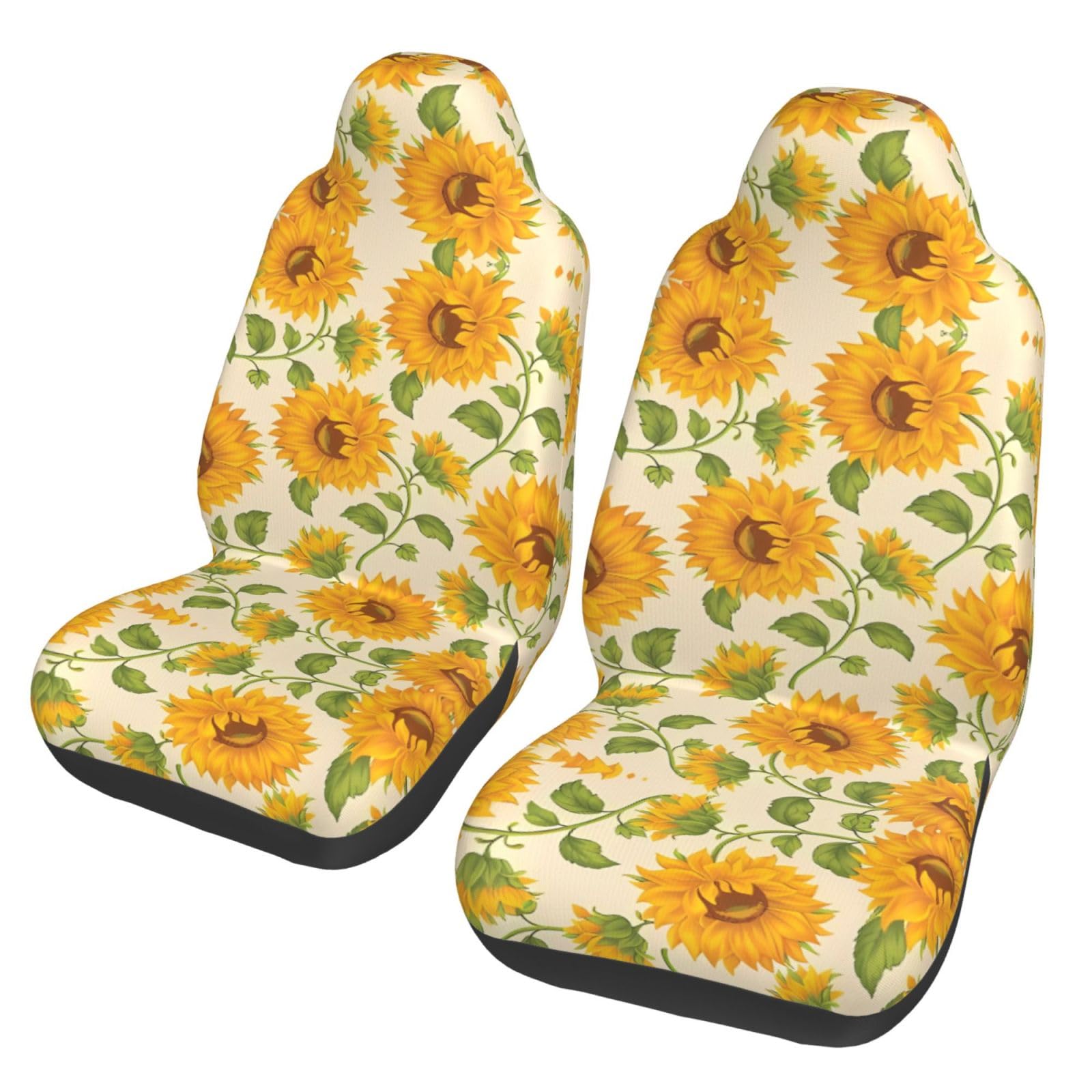 ZhaoYuGoods Fresh Sunflower Autositzbezüge, bedruckt, Auto-Vordersitzschutz, universeller Autositzbezug für Autos, LKWs und SUVs, 2er-Set von ZhaoYuGoods