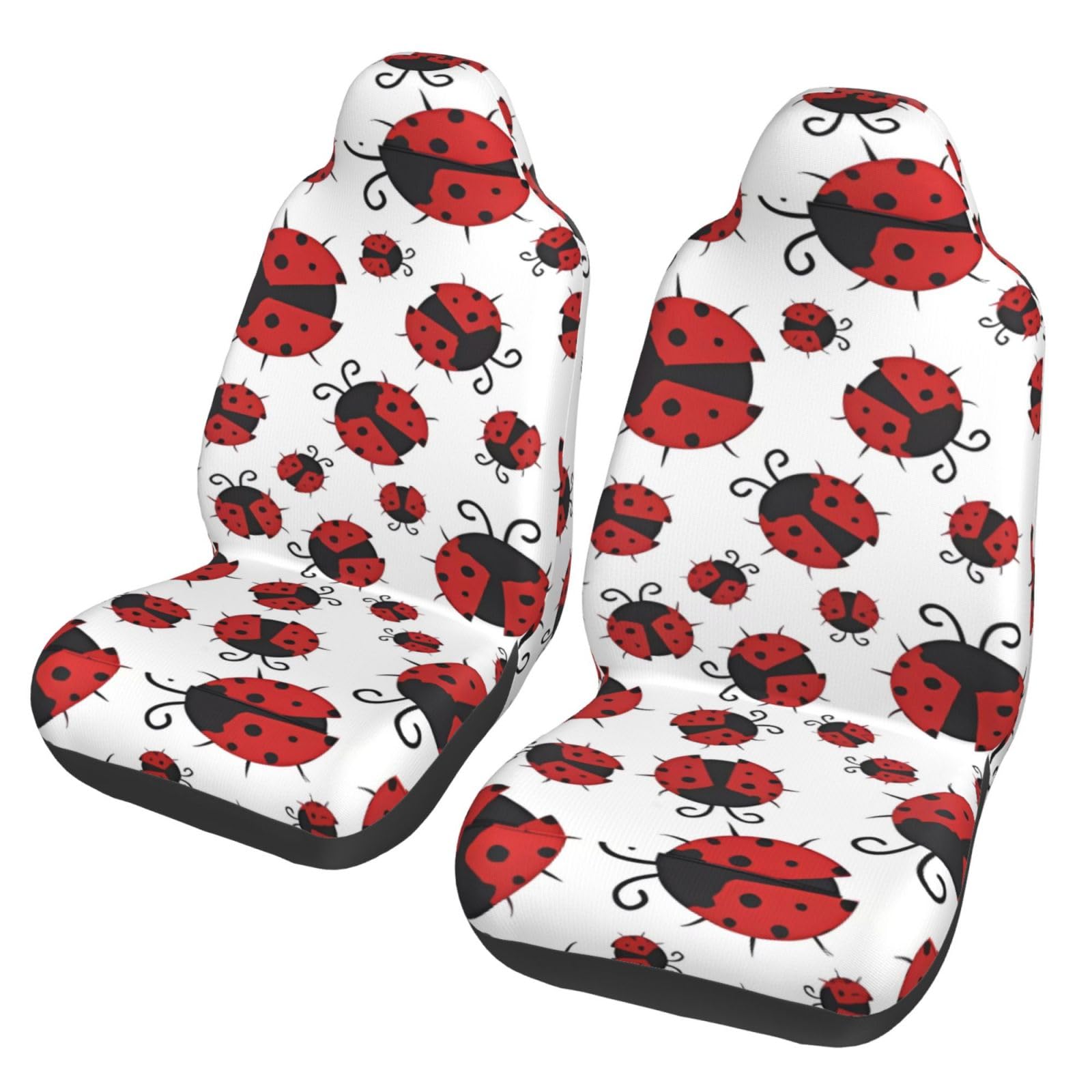 ZhaoYuGoods Funny Ladybug Autositzbezüge, Druck Auto Vordersitze Schoner, Universal Automotive Fahrzeug Sitzbezug für Pkw, LKW und SUV, 2 Stück von ZhaoYuGoods