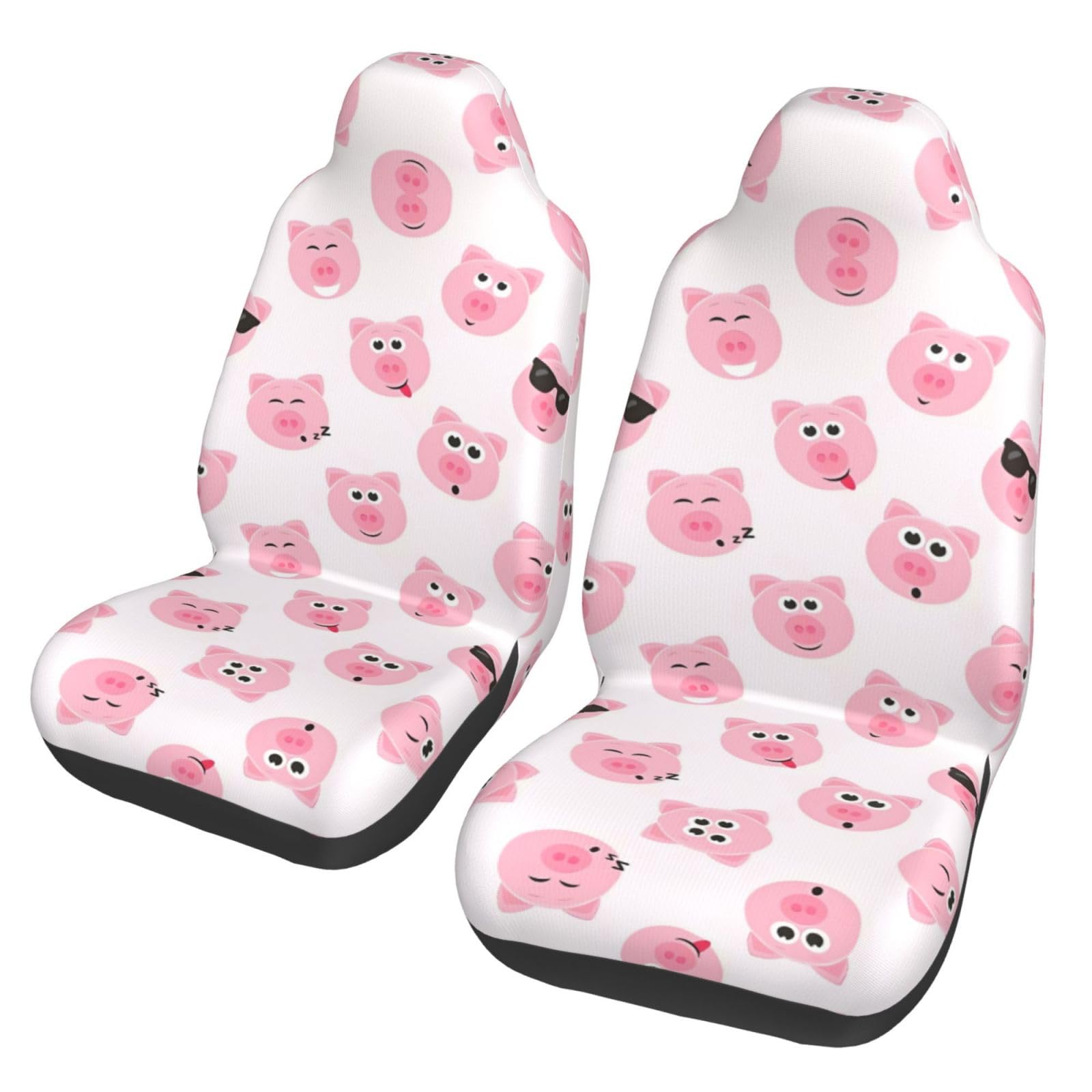 ZhaoYuGoods Funny Pink Pig Face Autositzbezüge, Druck Auto Vordersitze Schoner, Universal Automotive Fahrzeug Sitzbezug für Pkw, LKW und SUV, 2 Stück von ZhaoYuGoods