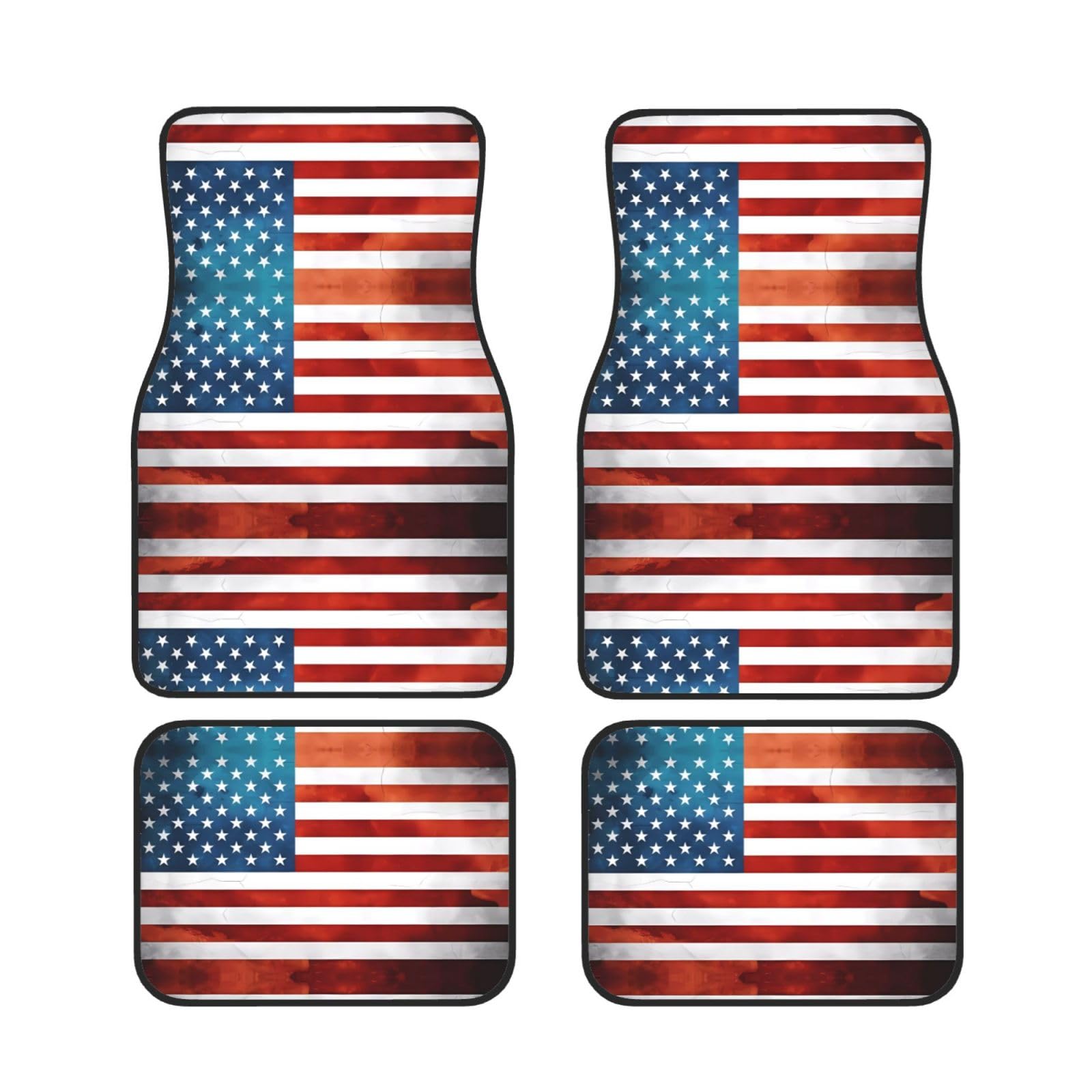 ZhaoYuGoods Fußmatten-Set, Motiv: amerikanische USA-Flagge, wasserdicht, für vorne und hinten, für universelle Fahrzeuge, 4 Stück von ZhaoYuGoods