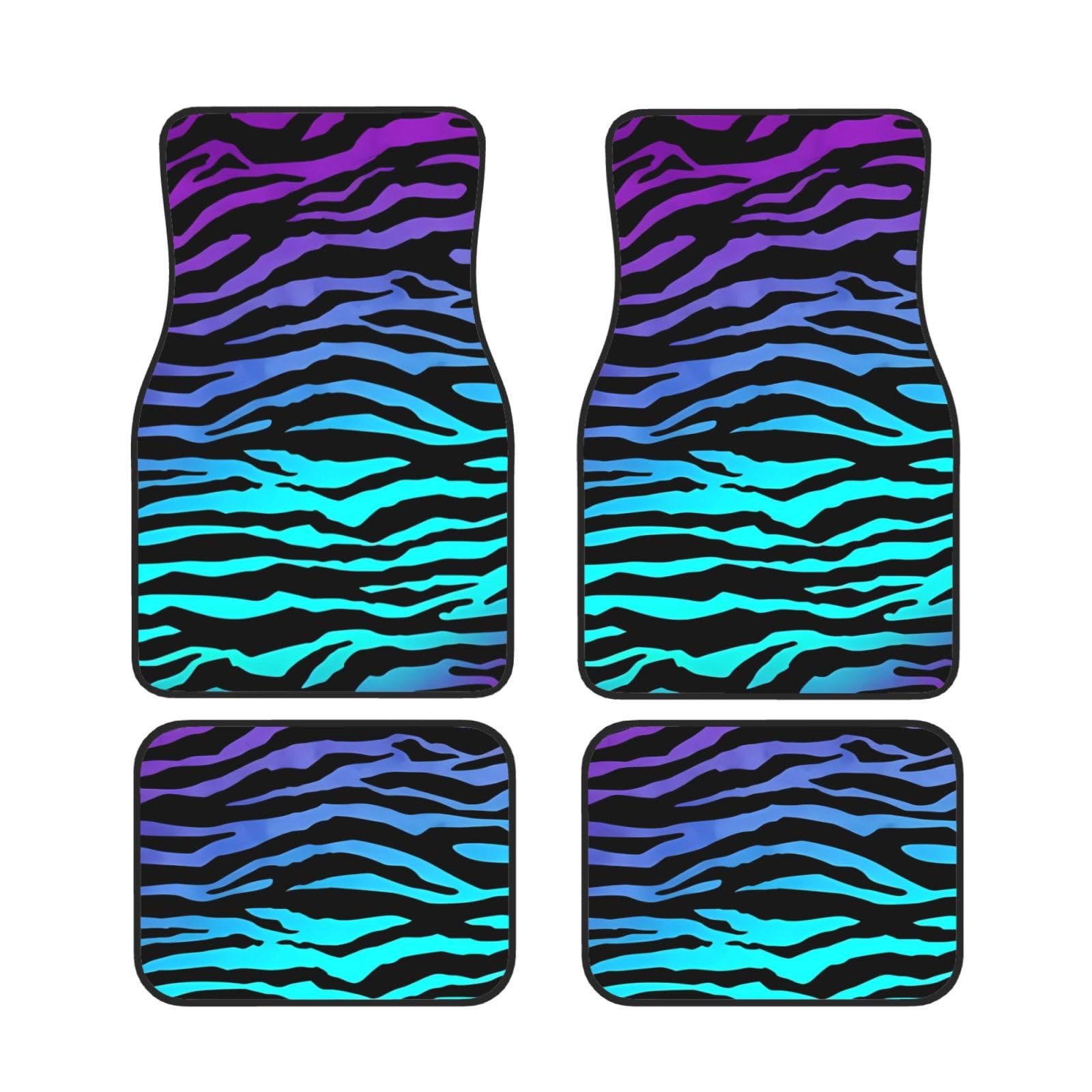 ZhaoYuGoods Fußmatten-Set, wasserdicht, für vorne und hinten, für universelle Fahrzeuge, Violett, Blau, Grün, Camouflage, Zebrastreifen, 4 Stück von ZhaoYuGoods