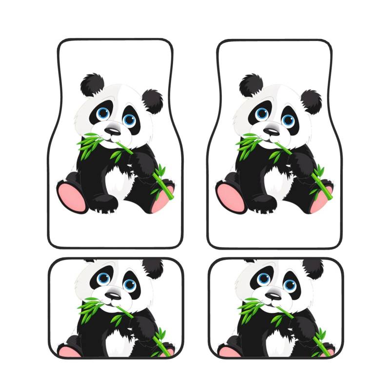 ZhaoYuGoods Fußmatten-Set mit niedlichem Panda-Druck, wasserdichte Automatten, vorne und hinten, für Universal-Fahrzeuge, 4-teilig von ZhaoYuGoods