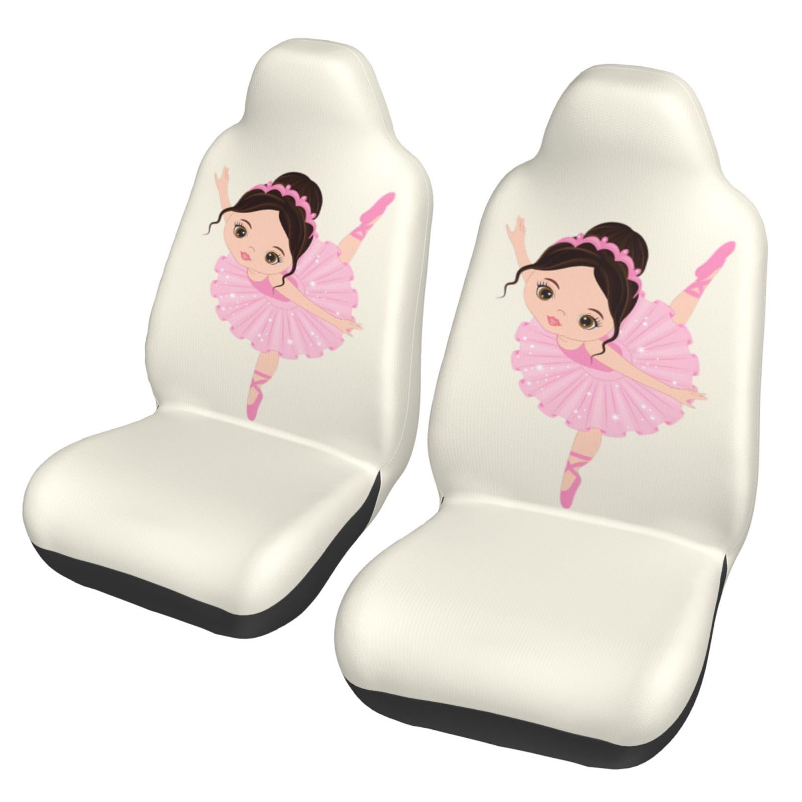 ZhaoYuGoods Little Ballerina Autositzbezüge mit tanzendem Mädchen, bedruckt, Auto-Vordersitzschutz, universeller Autositzbezug für Autos, LKWs und SUVs, 2er-Set von ZhaoYuGoods