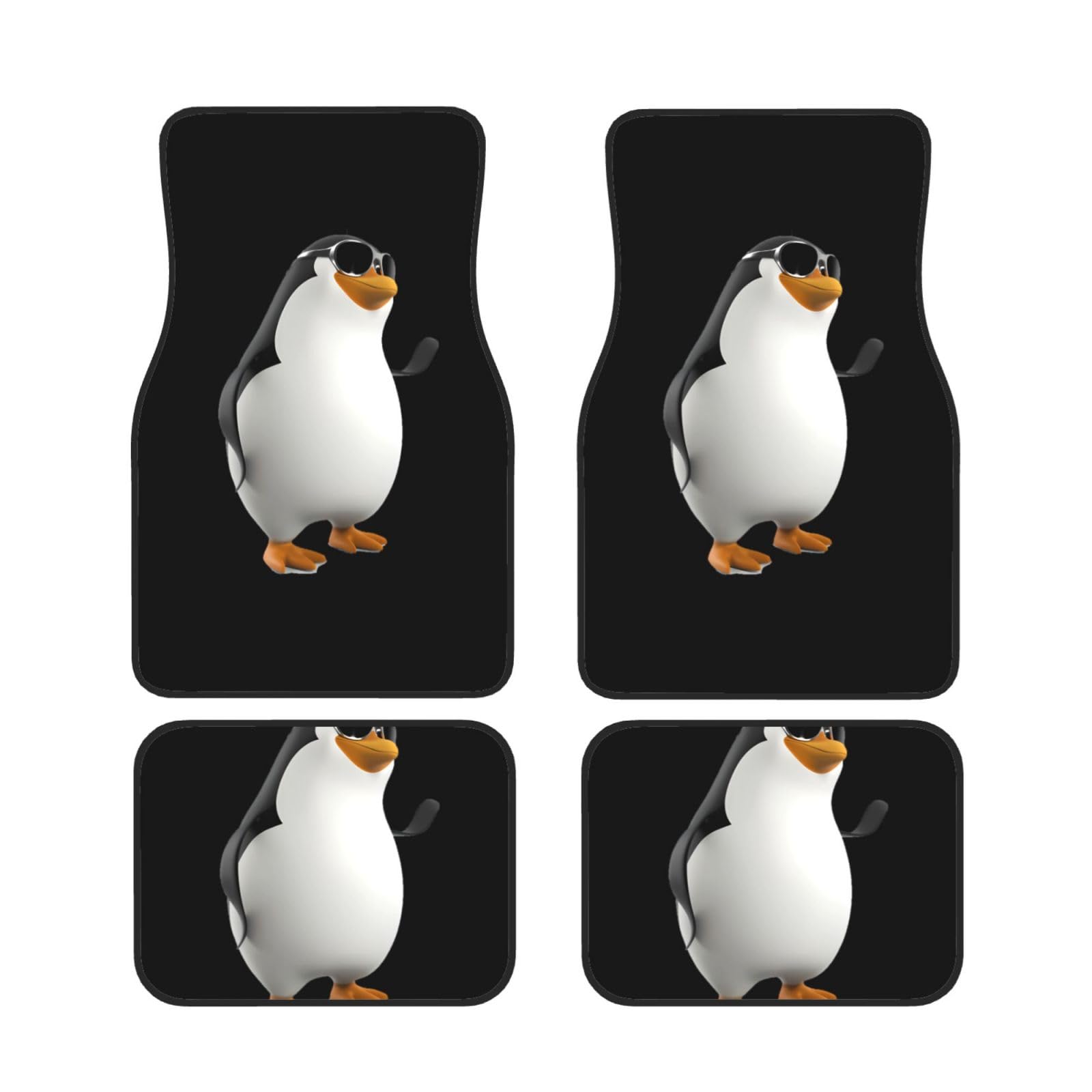 ZhaoYuGoods Pinguin mit Brillen-Druck, 4-teiliges Fußmatten-Set, wasserdichte Automatten, vorne und hinten, Autoteppiche für Universalfahrzeuge von ZhaoYuGoods