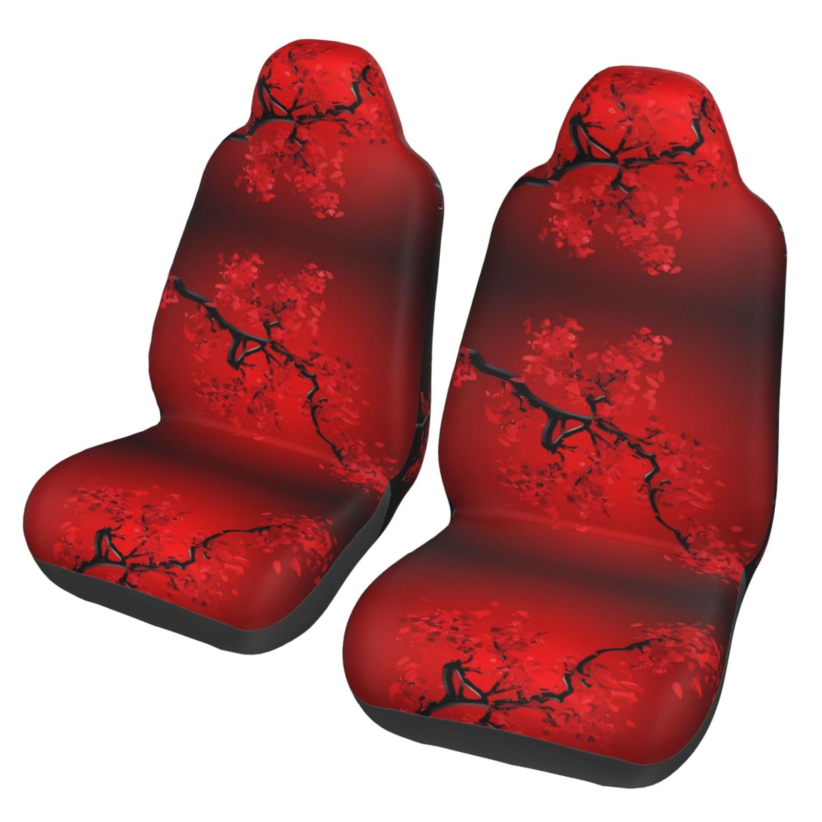 ZhaoYuGoods Red Cherry Blossom Autositzbezüge, bedruckt, Auto-Vordersitzschutz, universeller Autositzbezug für Autos, LKWs und SUVs, 2er-Set von ZhaoYuGoods