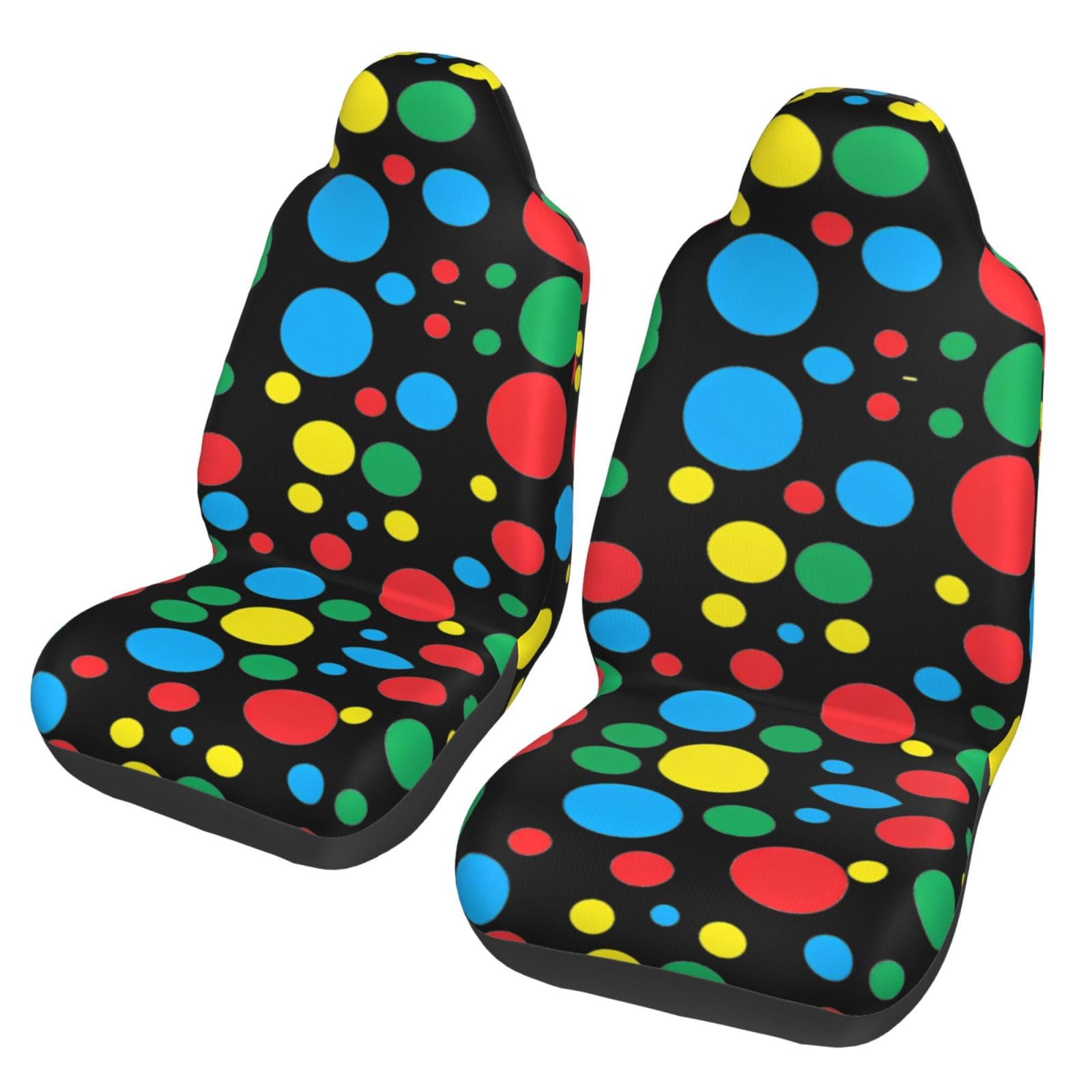 ZhaoYuGoods Twister Polka Dots Autositzbezüge, Druck Auto Vordersitzschoner Universal Automotive Fahrzeug Sitzbezug für Pkw, LKW und SUV, 2 Stück von ZhaoYuGoods