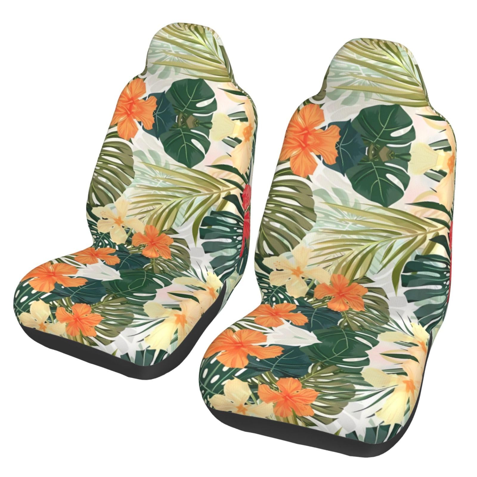 ZhaoYuGoods Vegetation Leaves with Hibiscus Flowers Car Seat Covers Print Auto Front Seats Protector Universal Automotive Vehicle Seat Cover for Cars Trucks and SUV 2 Pcs von ZhaoYuGoods