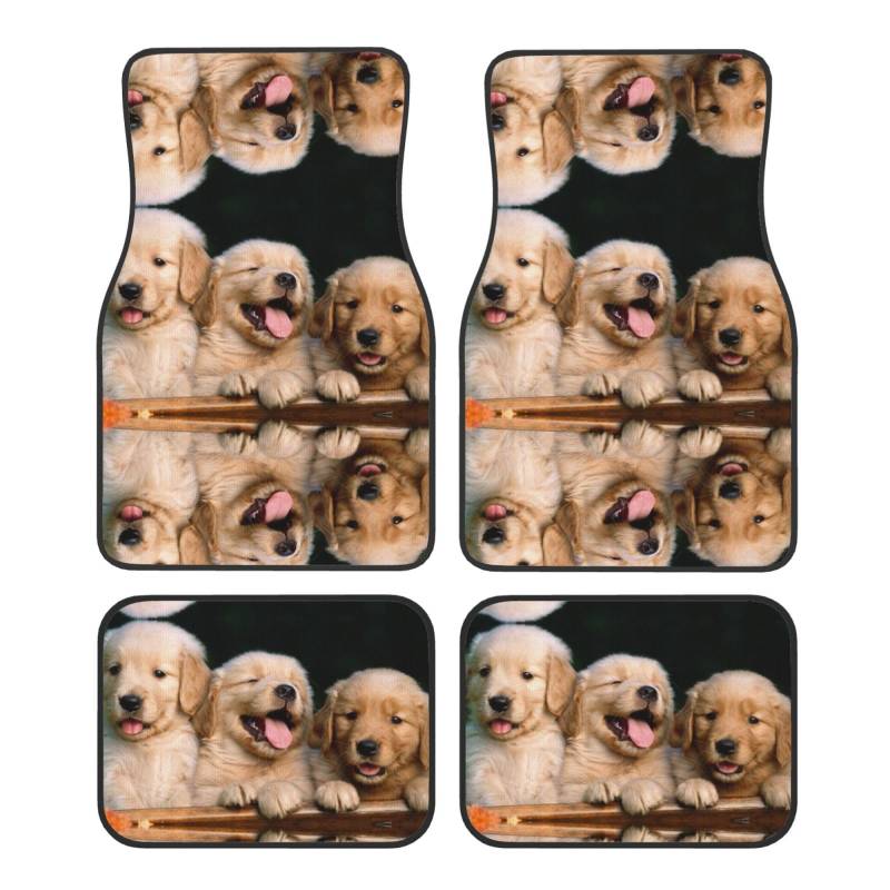 Golden Retriever Hunde Welpen Haustiere Druck Auto Fußmatte Universal rutschfest Jet Waschbar Auto Matte von Zhengjia