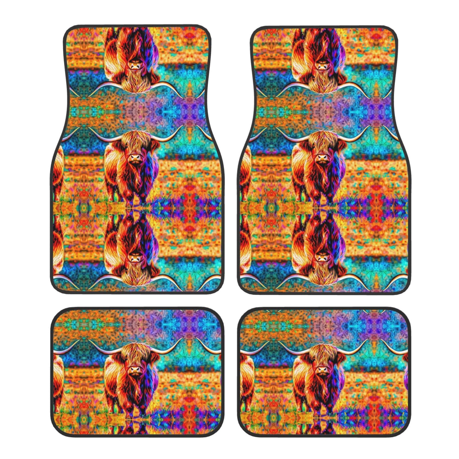 Highland Cow Print Auto Fussmatte Universal Anti-Rutsch Jet Waschbar Automatte von Zhengjia